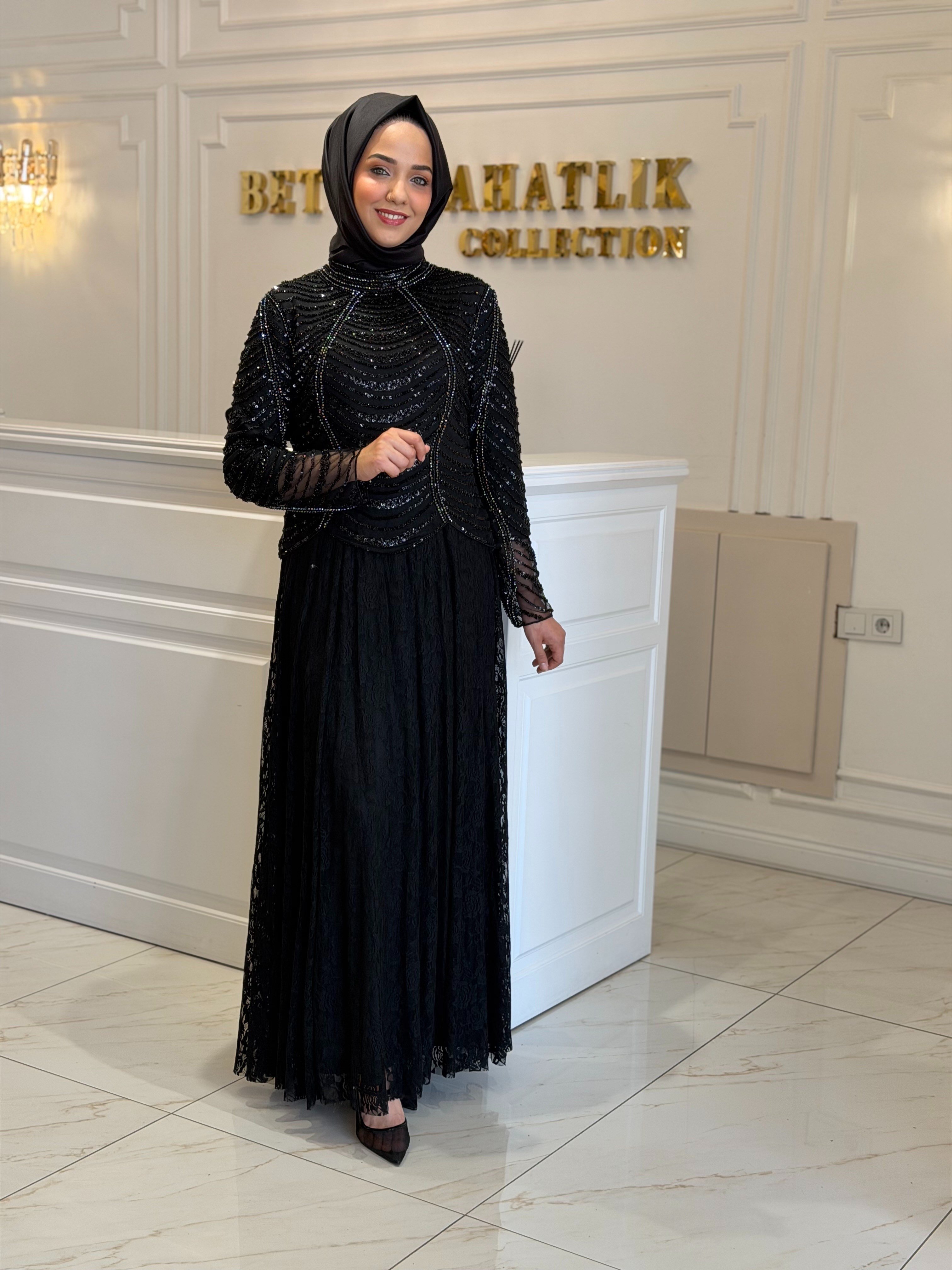BTL Taş İşlemeli Abiye Elbise
