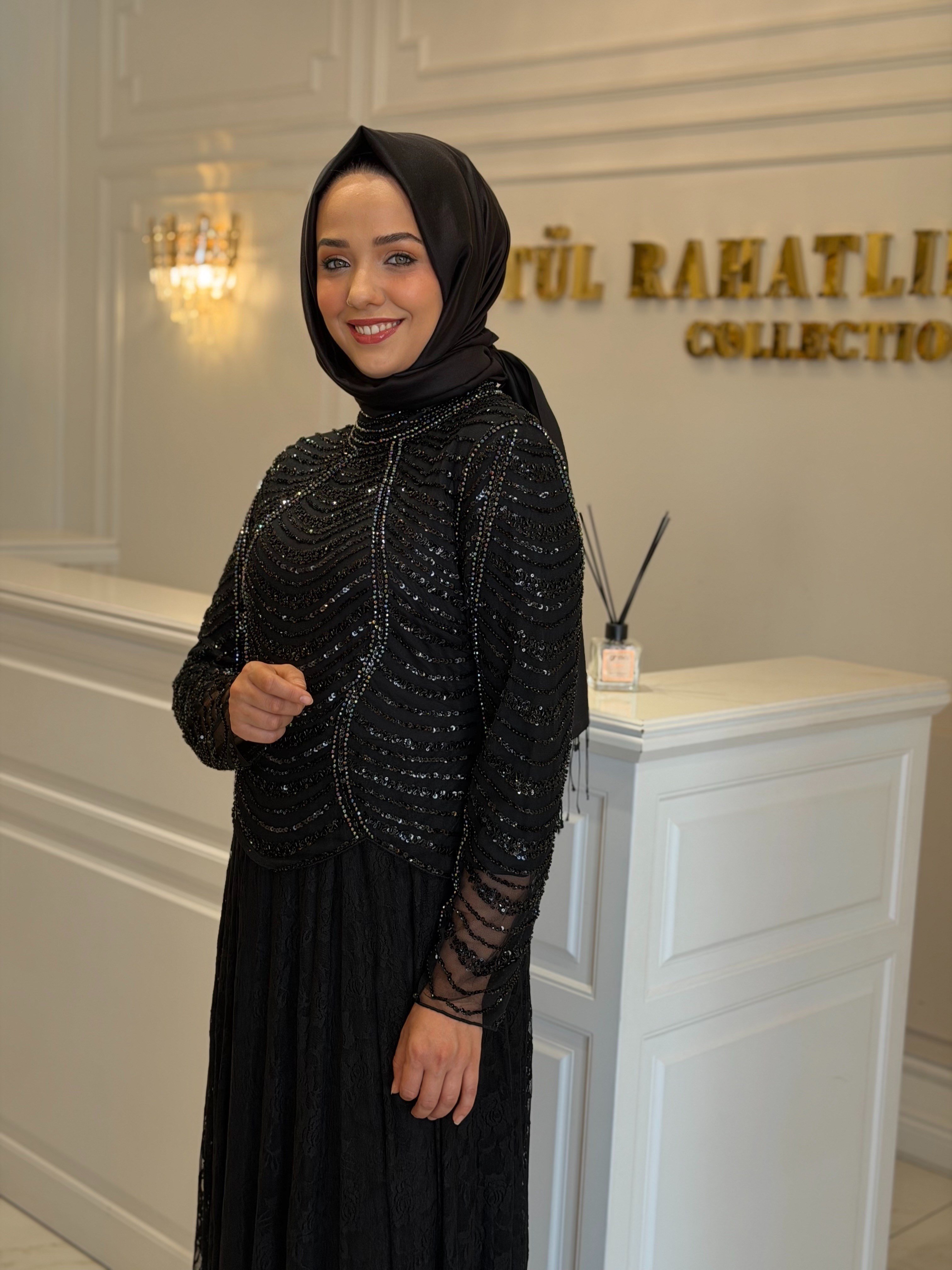 BTL Taş İşlemeli Abiye Elbise