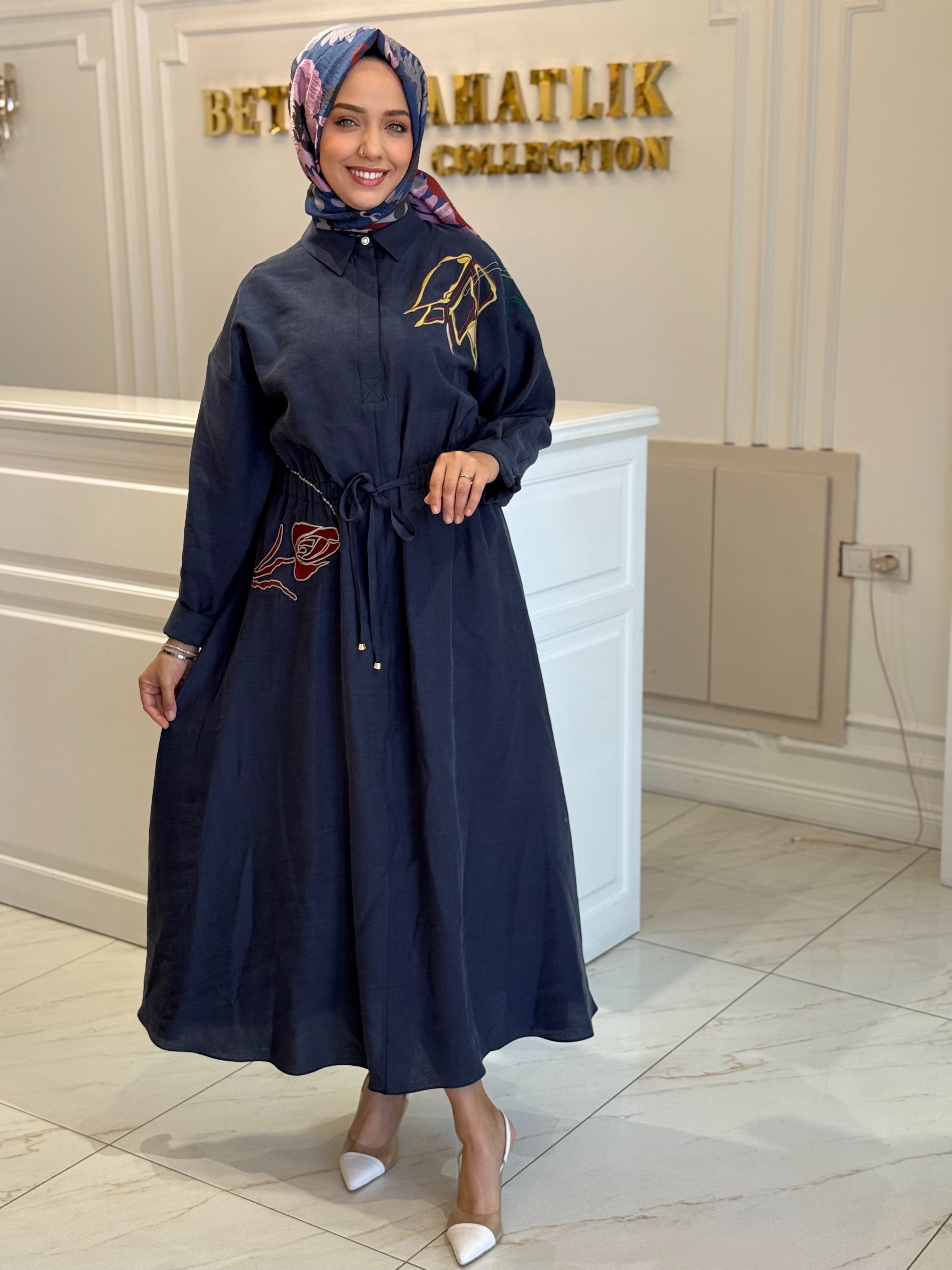 GHISA 4443 ELBİSE İNDİGO