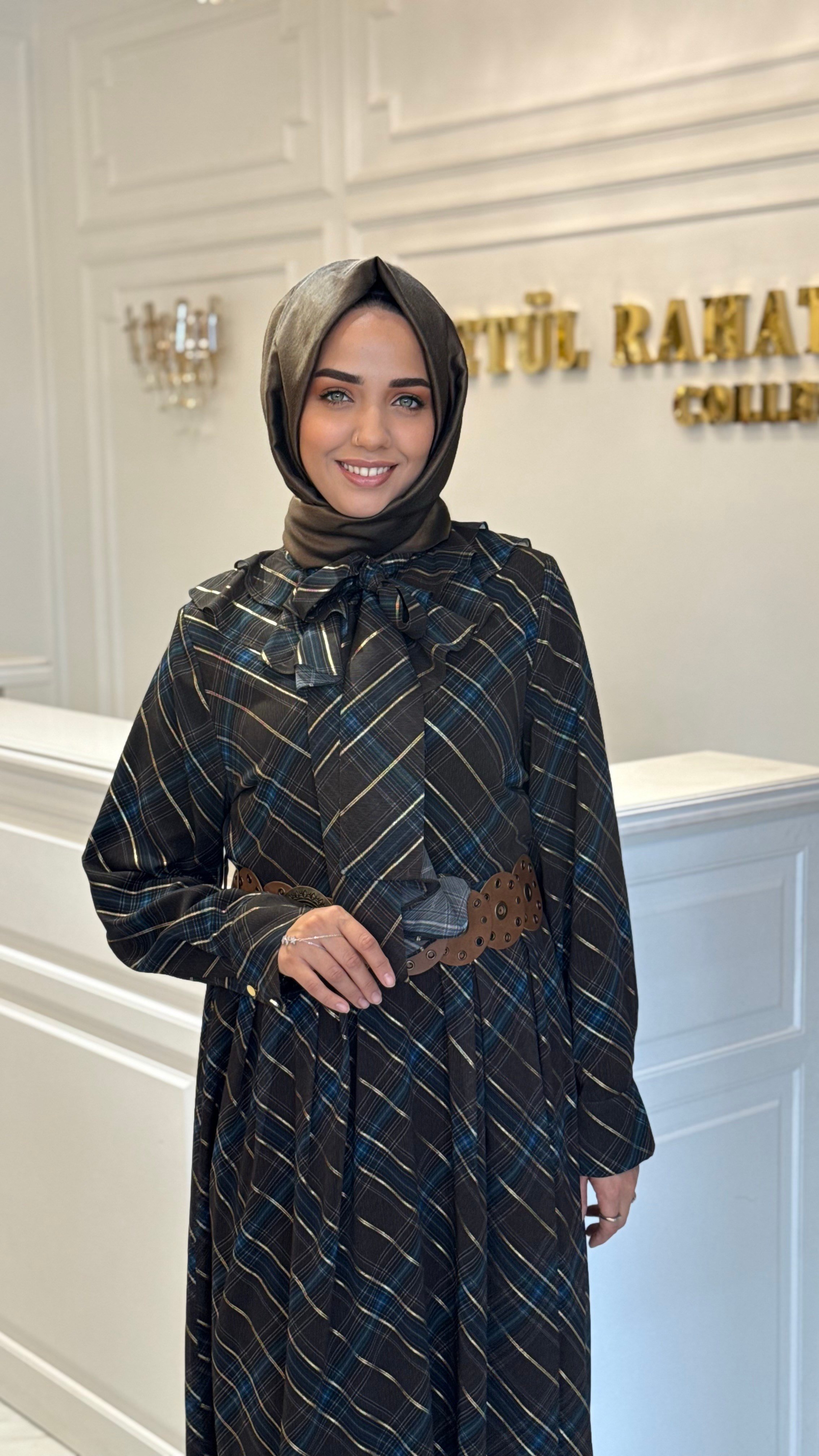 GHISA 4536 ELBİSE KAHVE SİMLİ