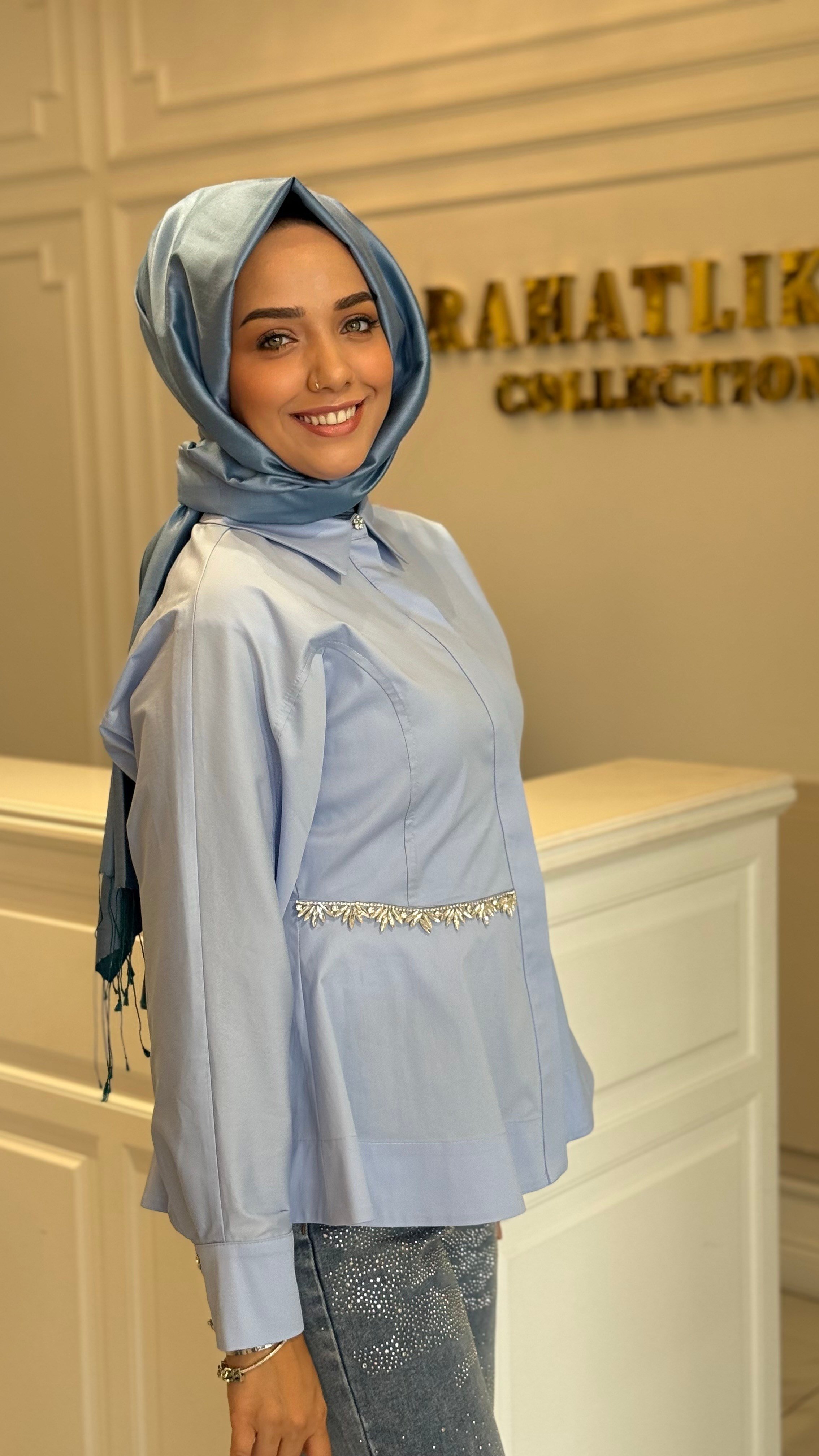 GHISA 4498 TUNİK GÖMLEK MAVİ