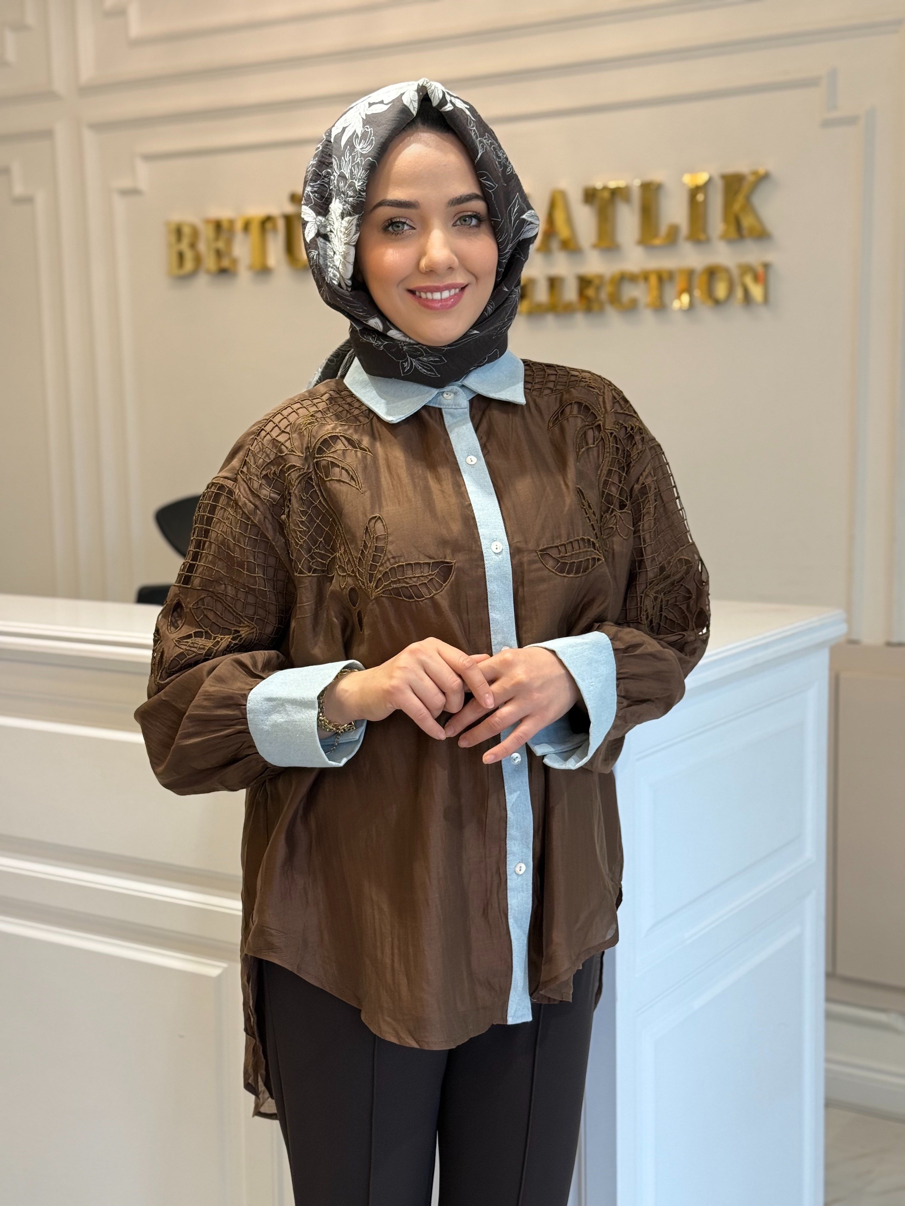 Ghısa Kot Detaylı Desenli Gömlek