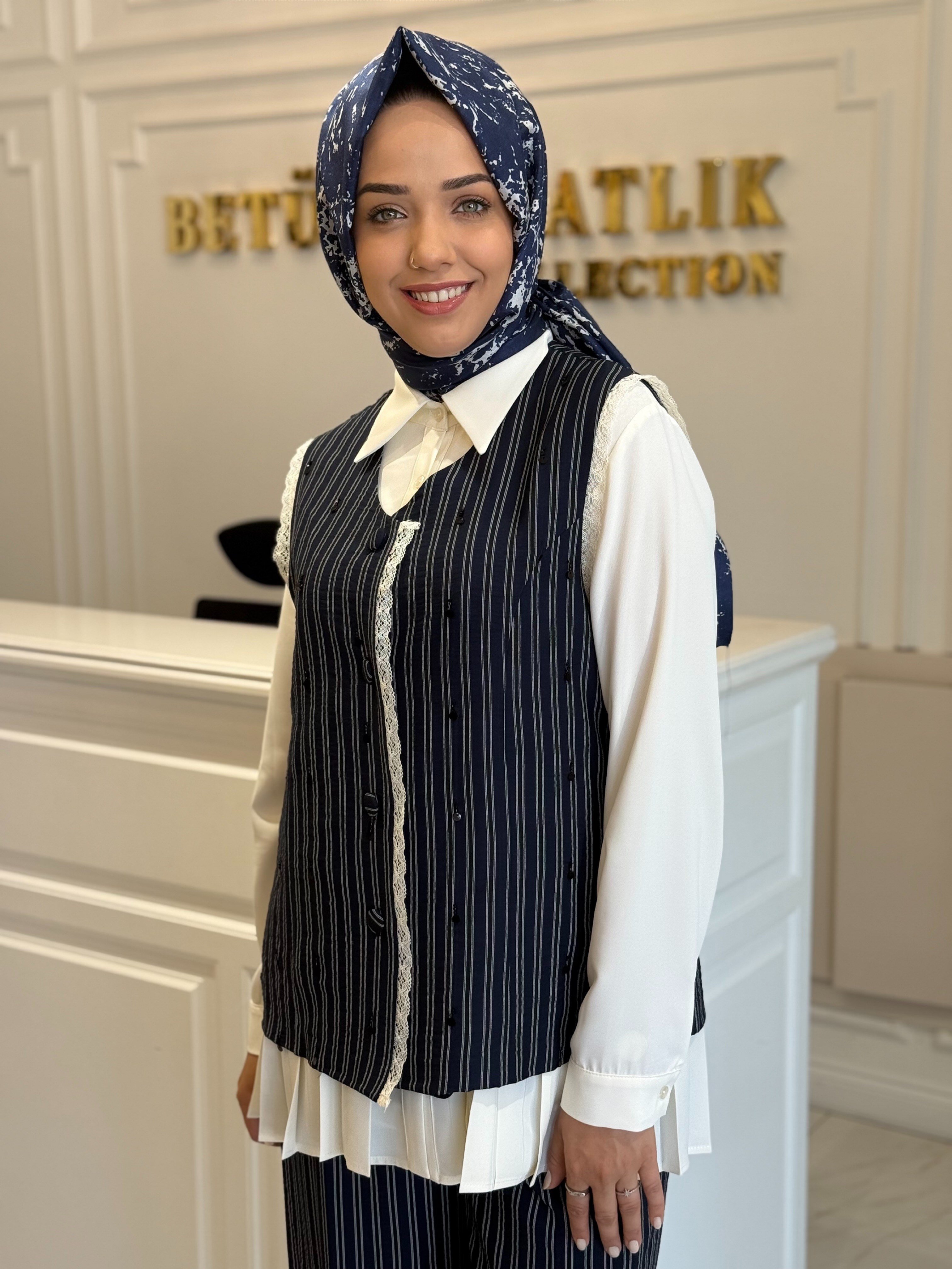 GHISA 9315 ÇİZGİLİ TAKIM LACİVERT