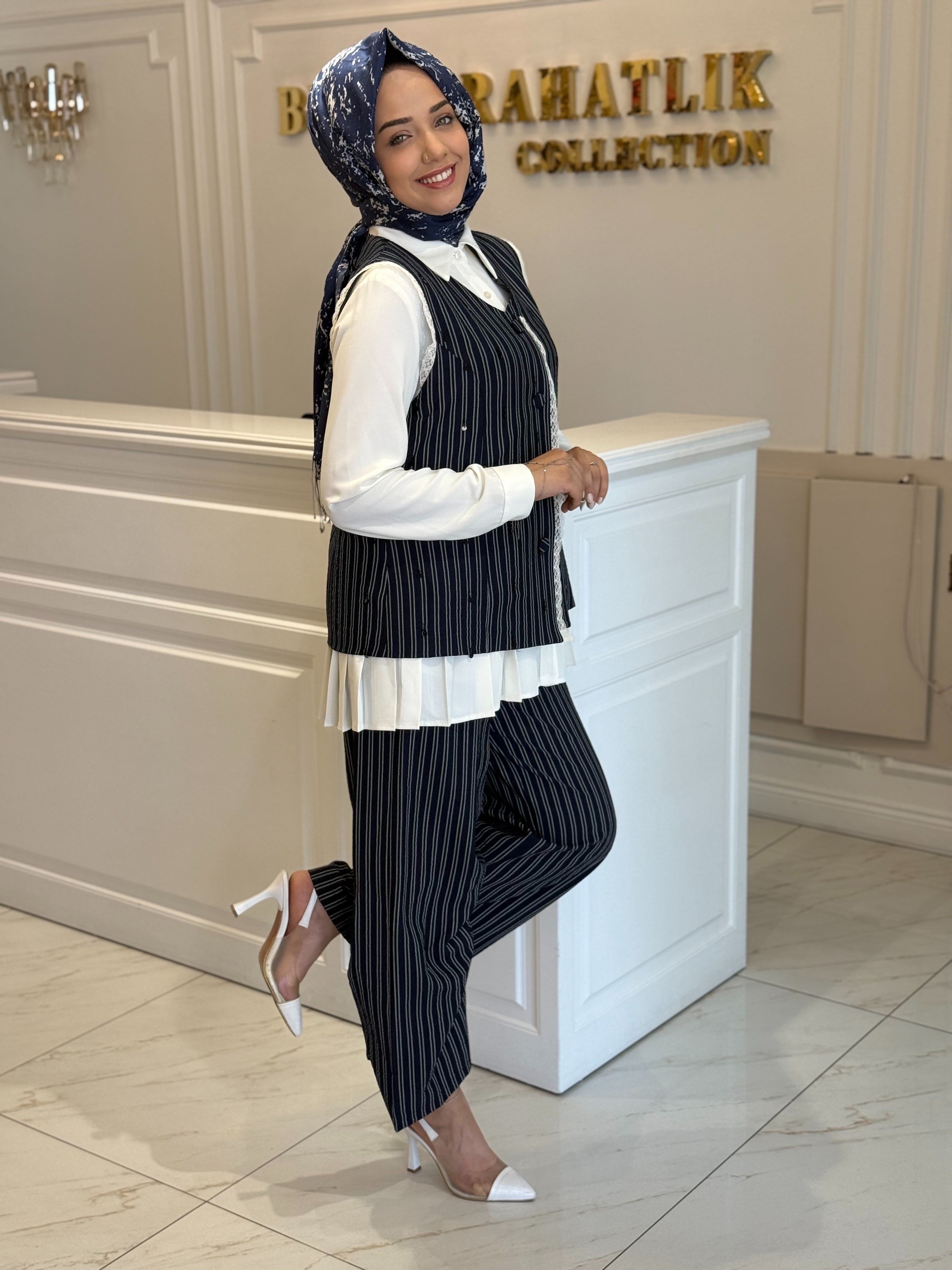 GHISA 9315 ÇİZGİLİ TAKIM LACİVERT