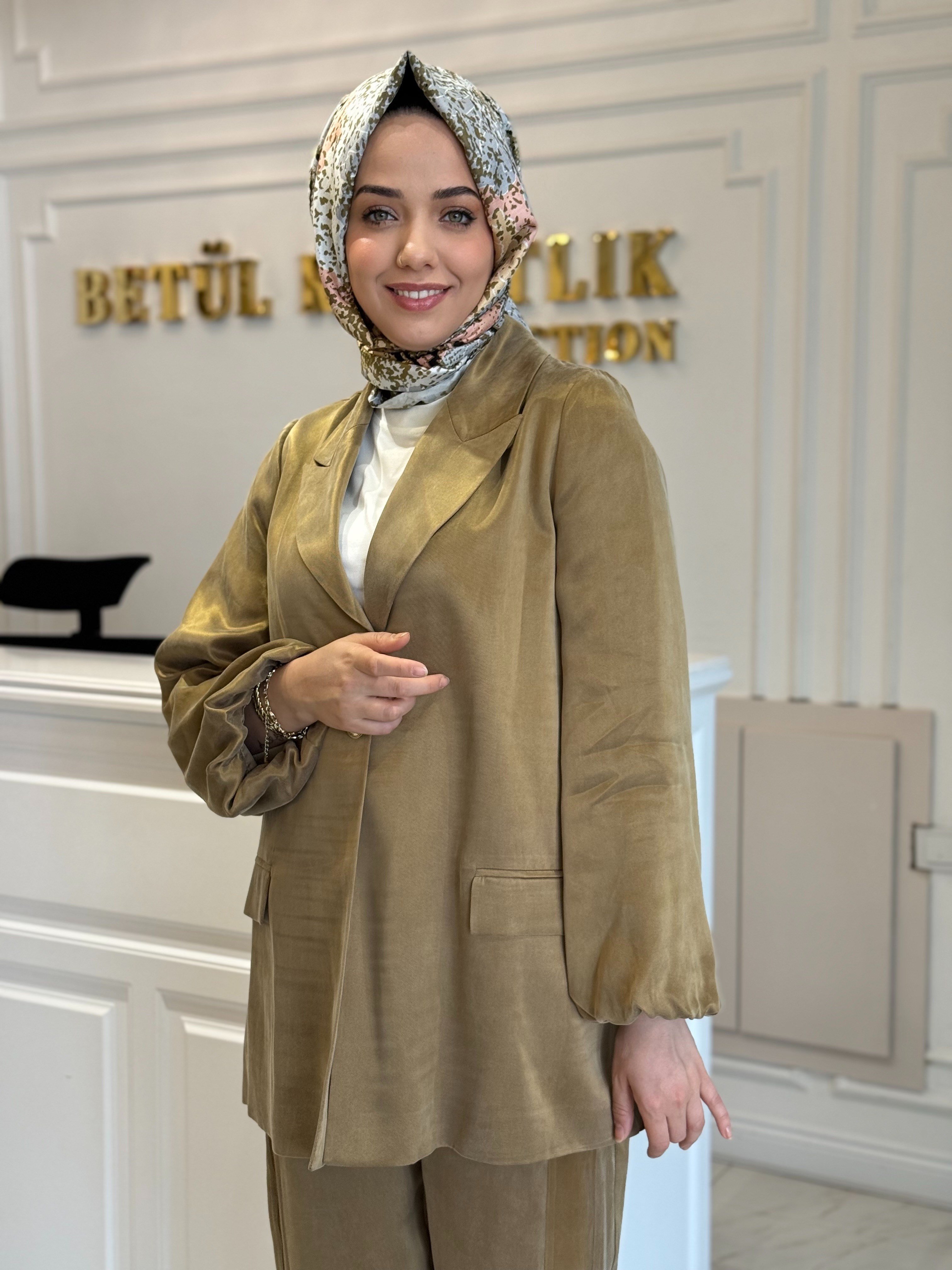 Ghısa İpek Kupra Takım Yağ Yeşili