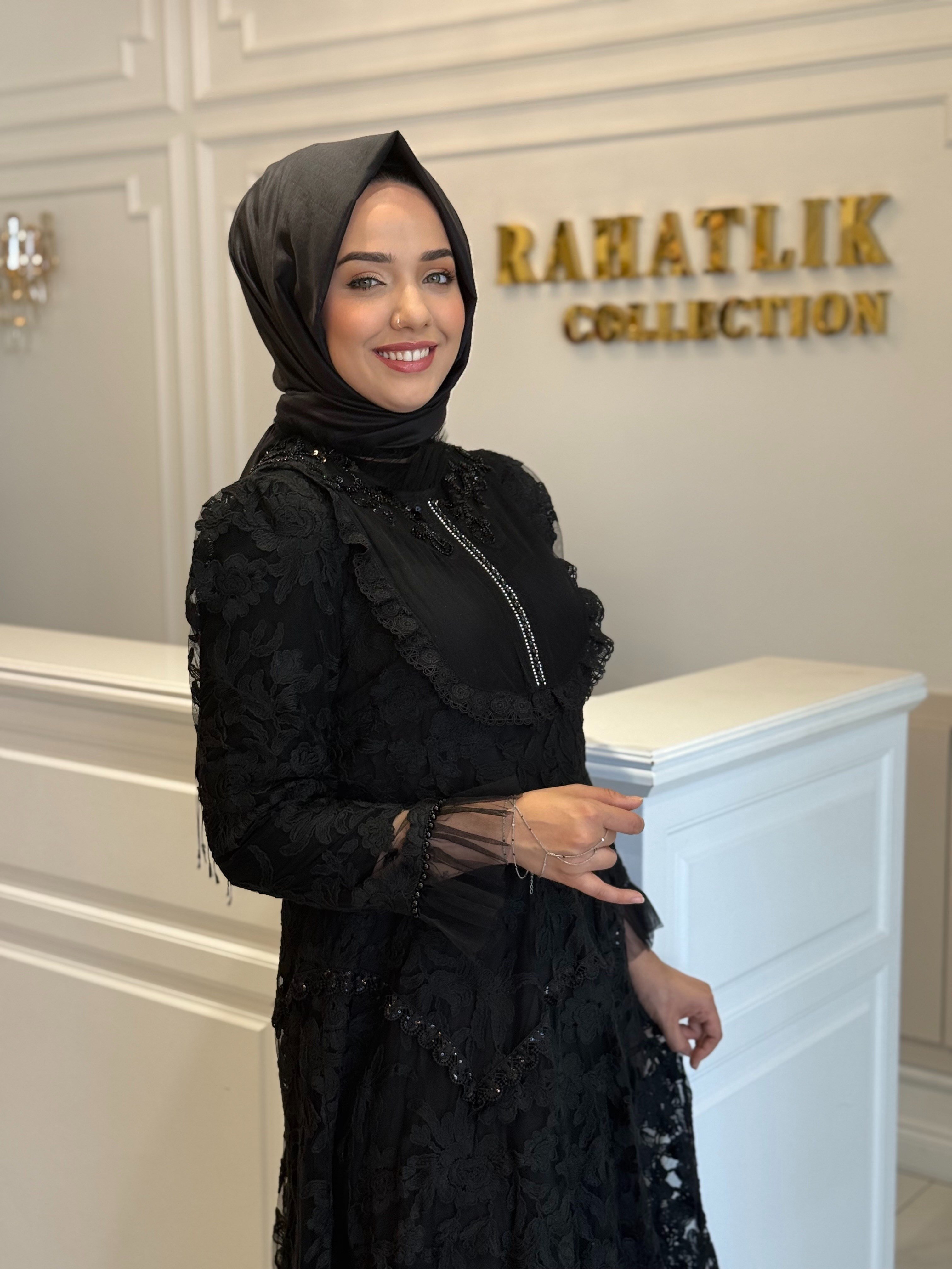 BTL İTHAL ABİYE ELBİSE SİYAH