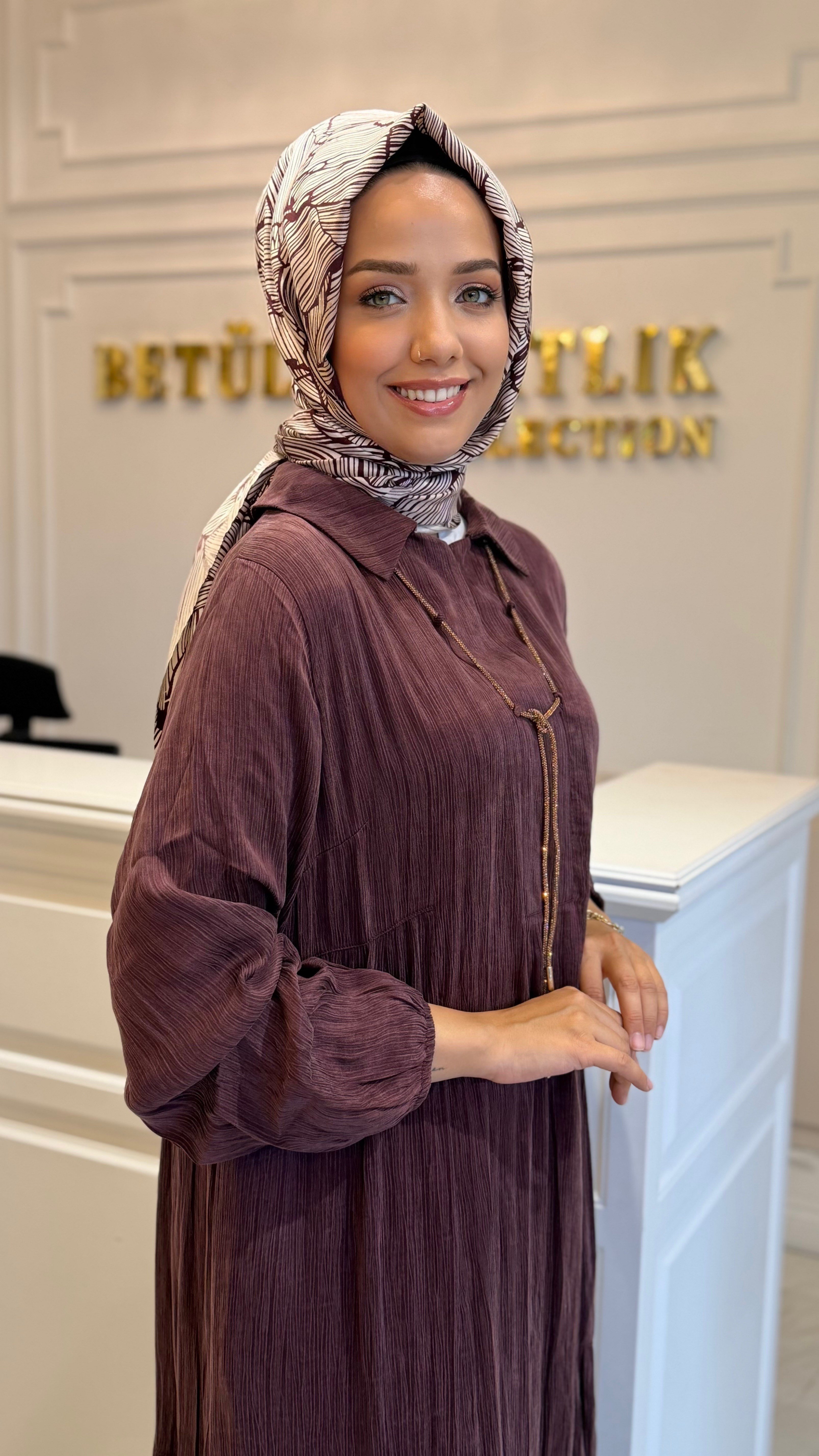LİSSMORE 5793 KOLYELİ KUPRA ELBİSE BORDO