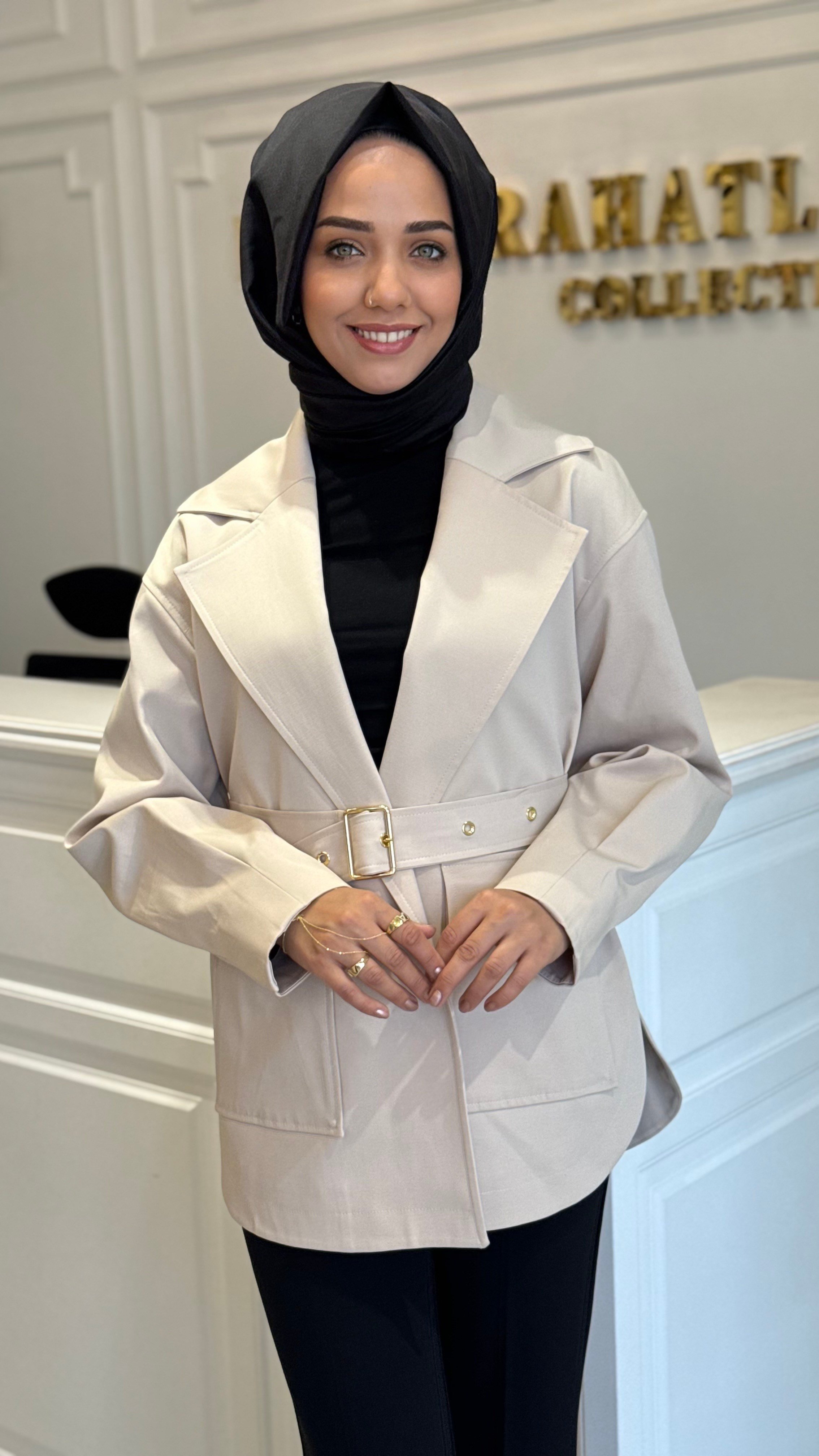 MISSEMRAMISS 5475 NOIR KISA TRENÇKOT