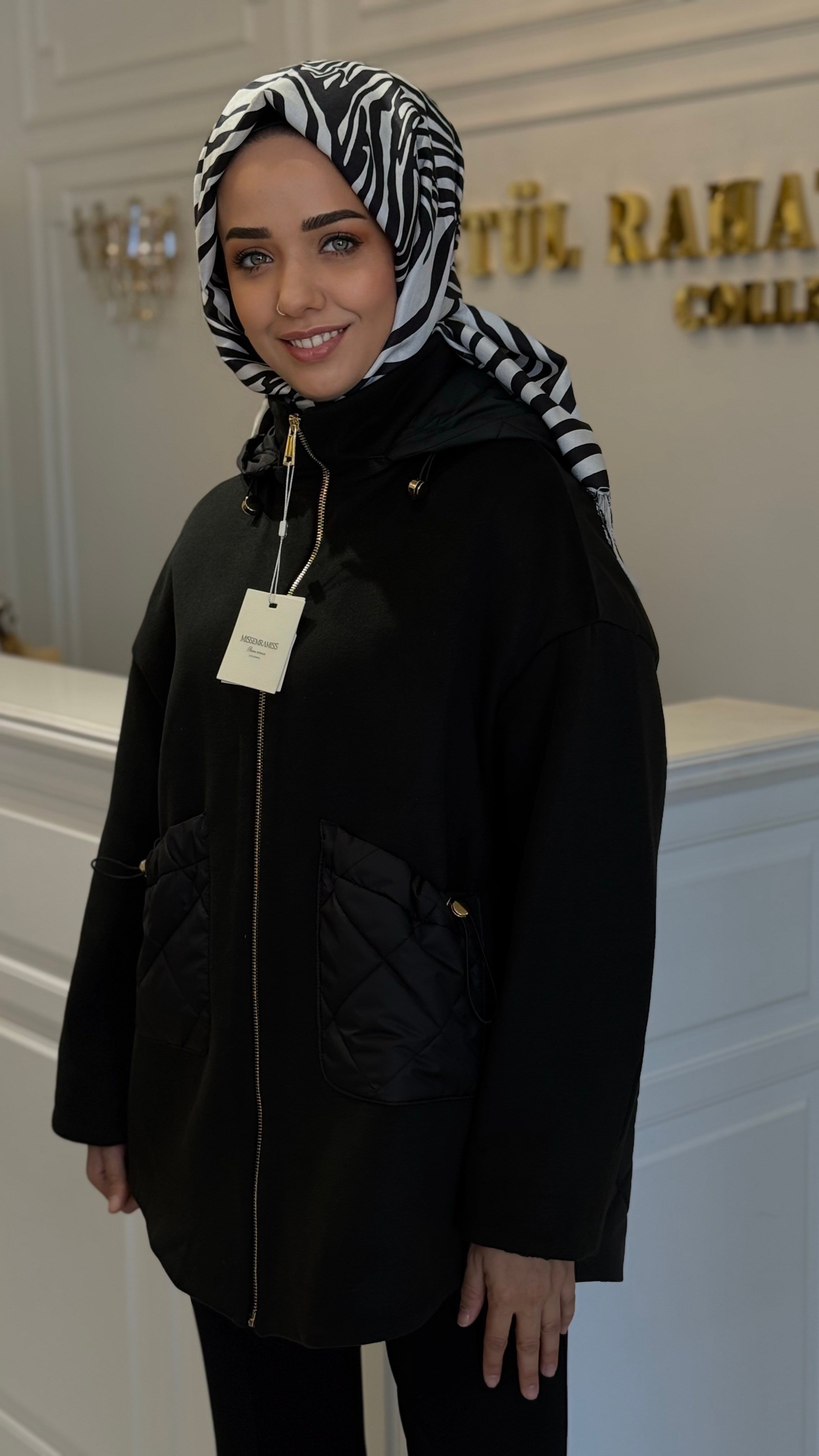 MISSEMRAMISS 5473 PEARL ZİP CEKET SİYAH