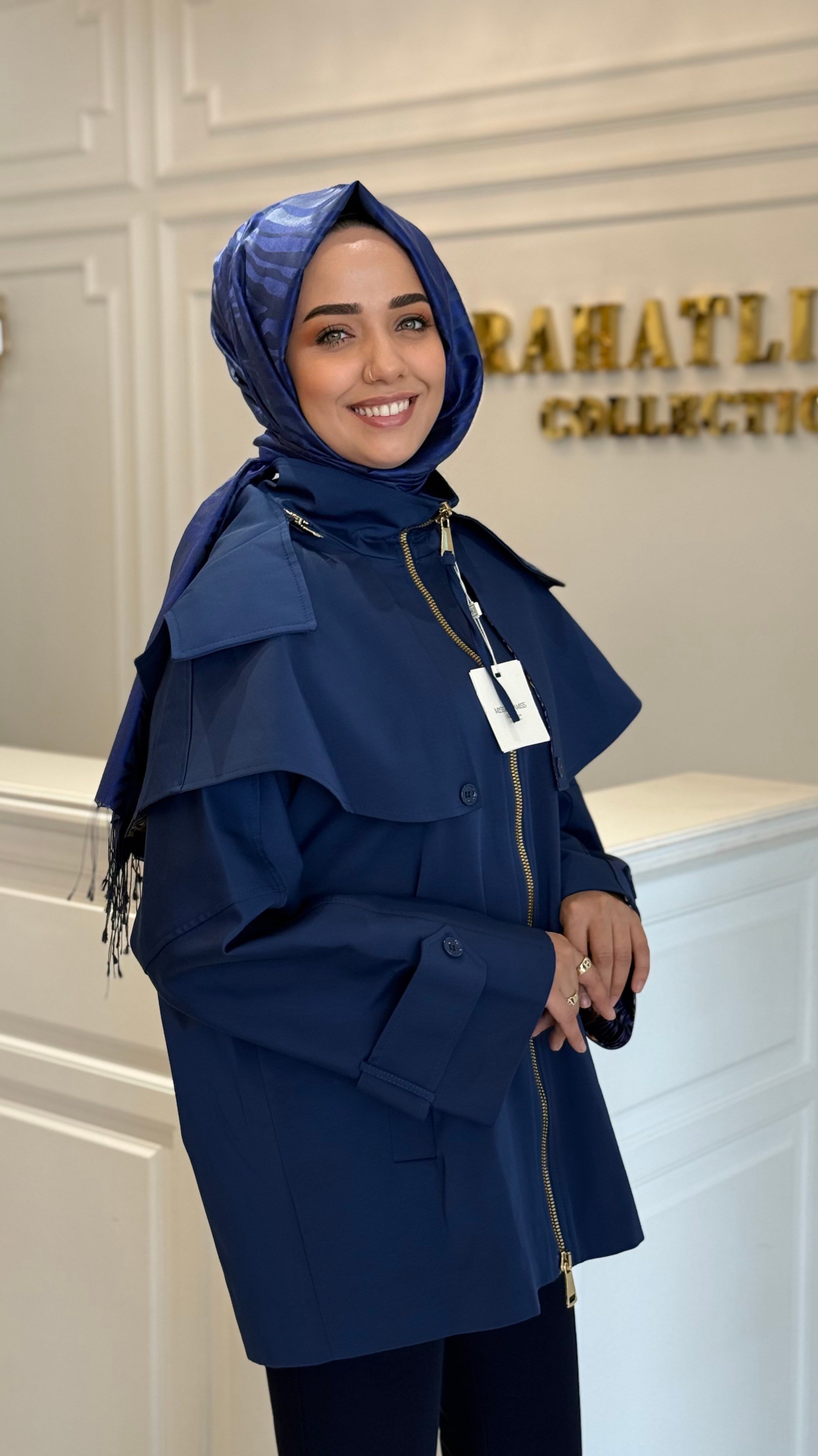 MISSEMRAMISS 5476 LUNA CAPE ASTARLI CEKET LACİVERT