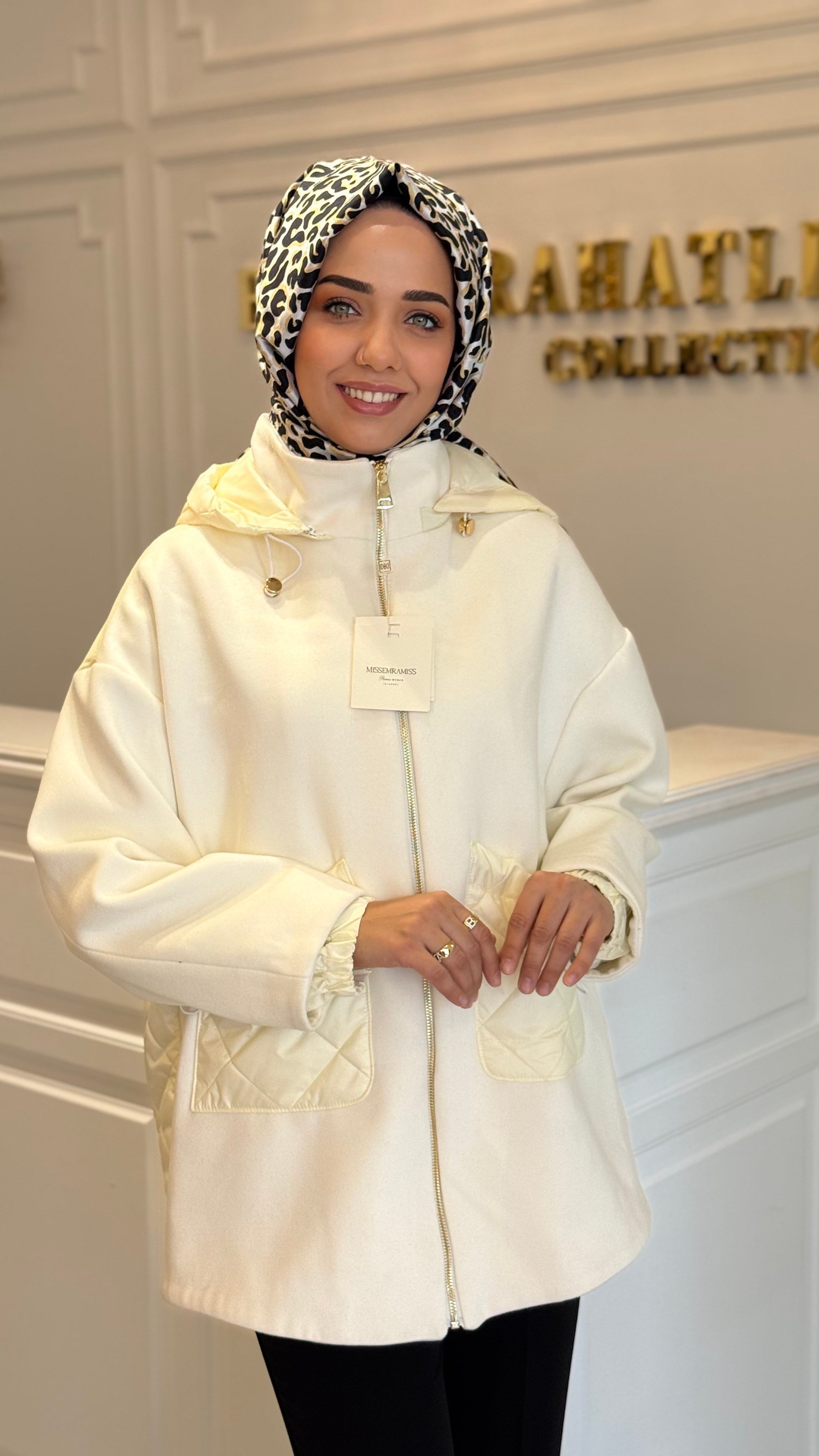 MISSEMRAMISS 5473 PEARL ZİP CEKET EKRU