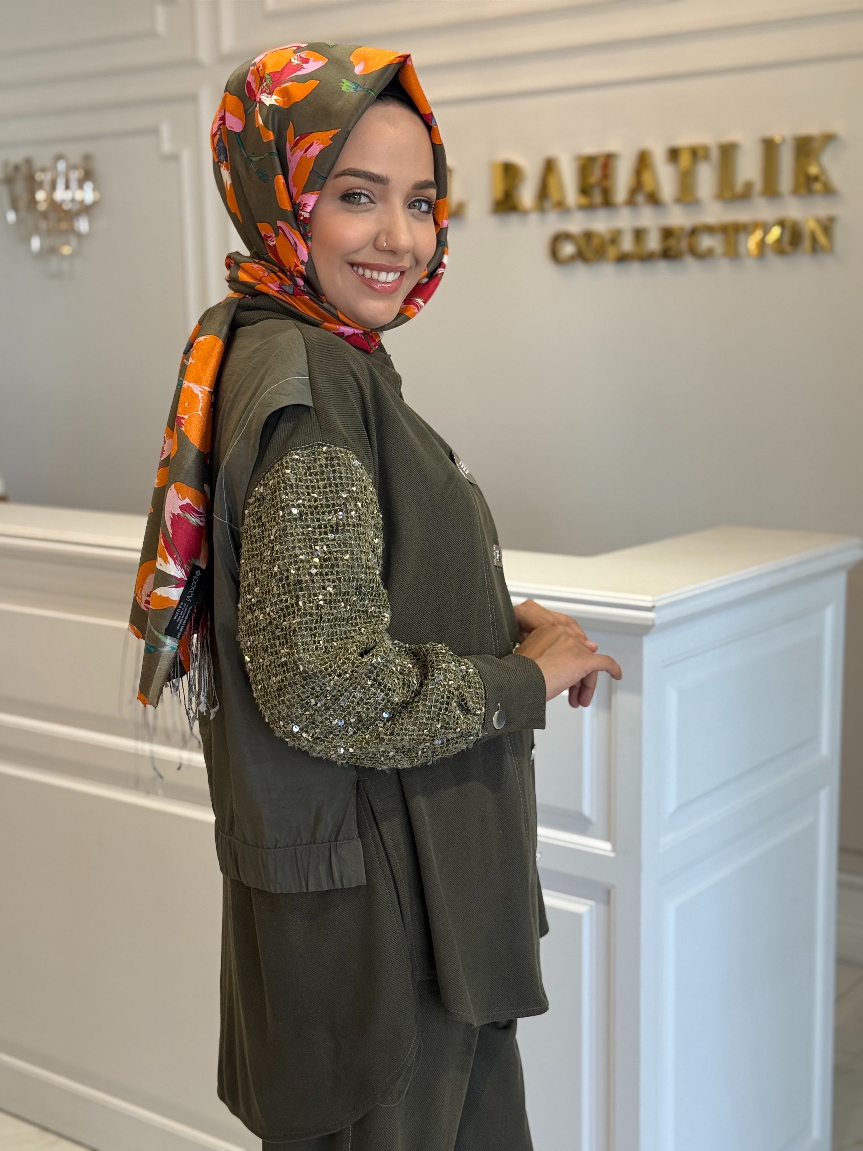 MY312 1733 ÖNÜ DÜĞMELİ TAKIM YEŞİL