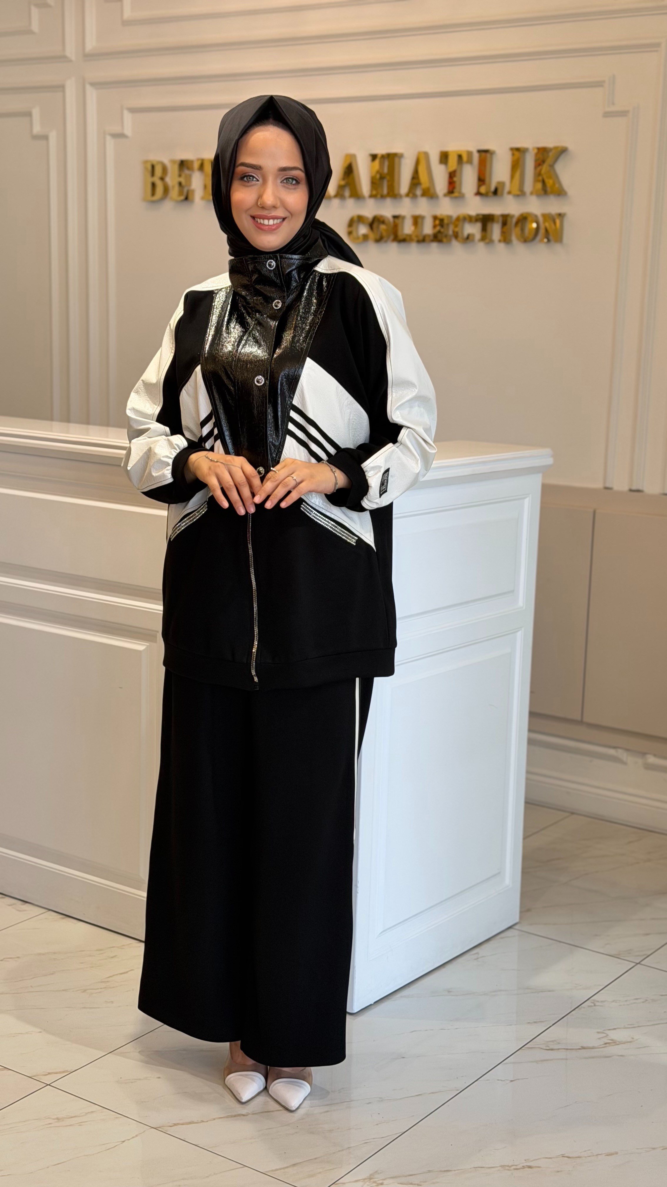 MY312 1739 ŞERİTLİ DERİLİ TAKIM SİYAH