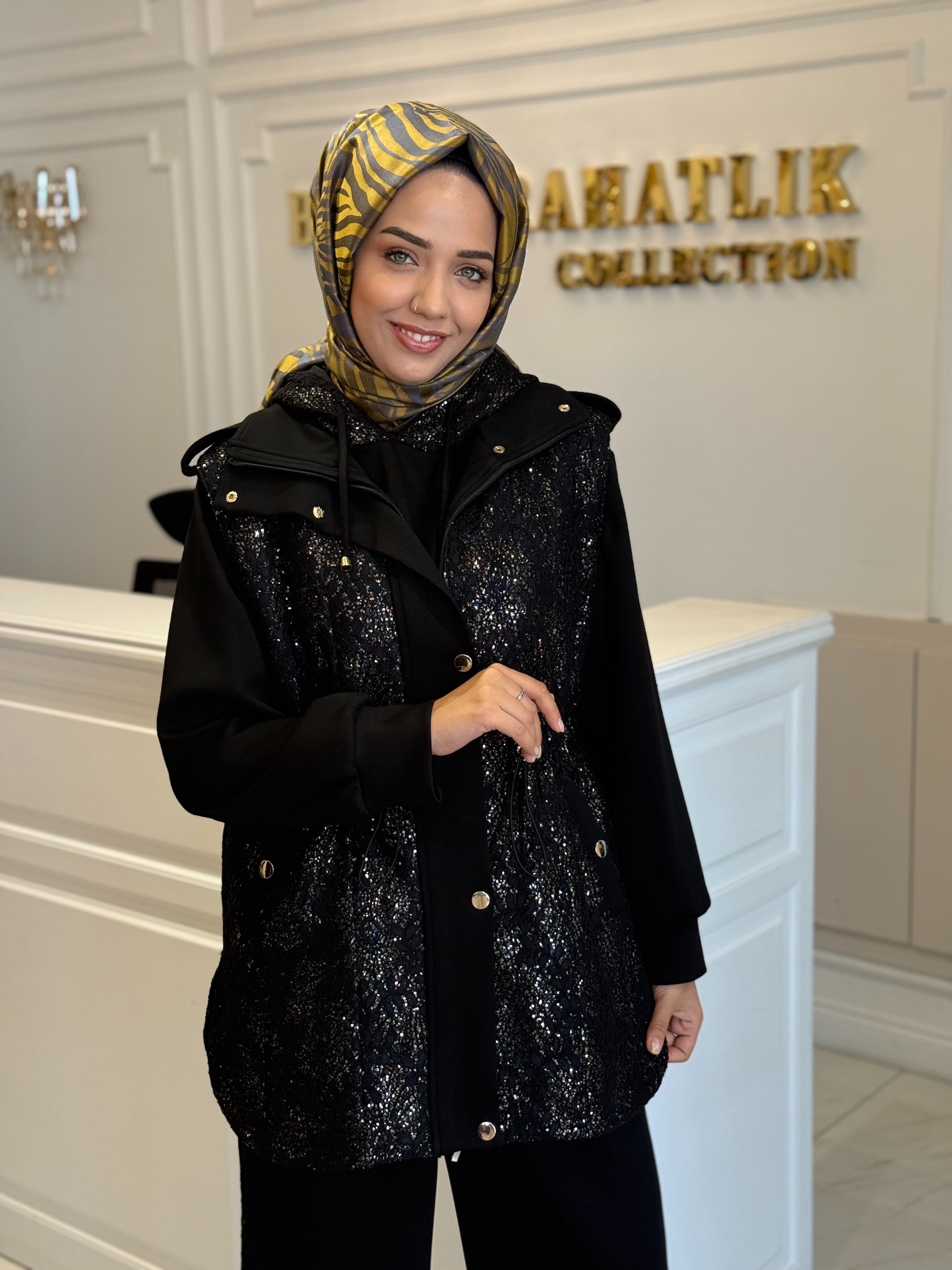 MY312 1747 PAYETLİ KAPİTONELİ ÜÇLÜ TAKIM SİYAH