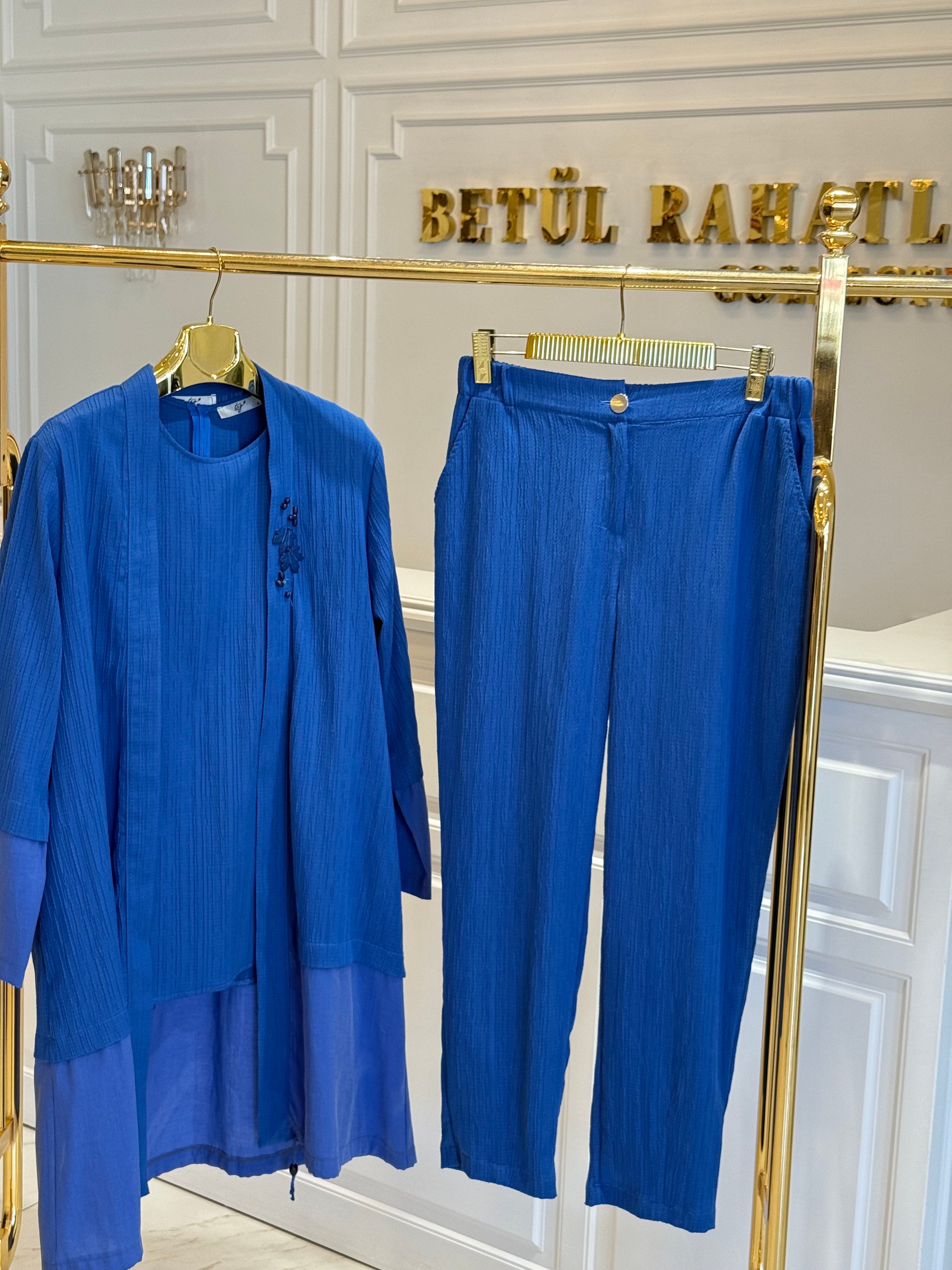 TIĞ TRİKO 1828 ÇINAR YAPRAĞI İŞLEMELİ 3 LÜ TAKIM SAKS