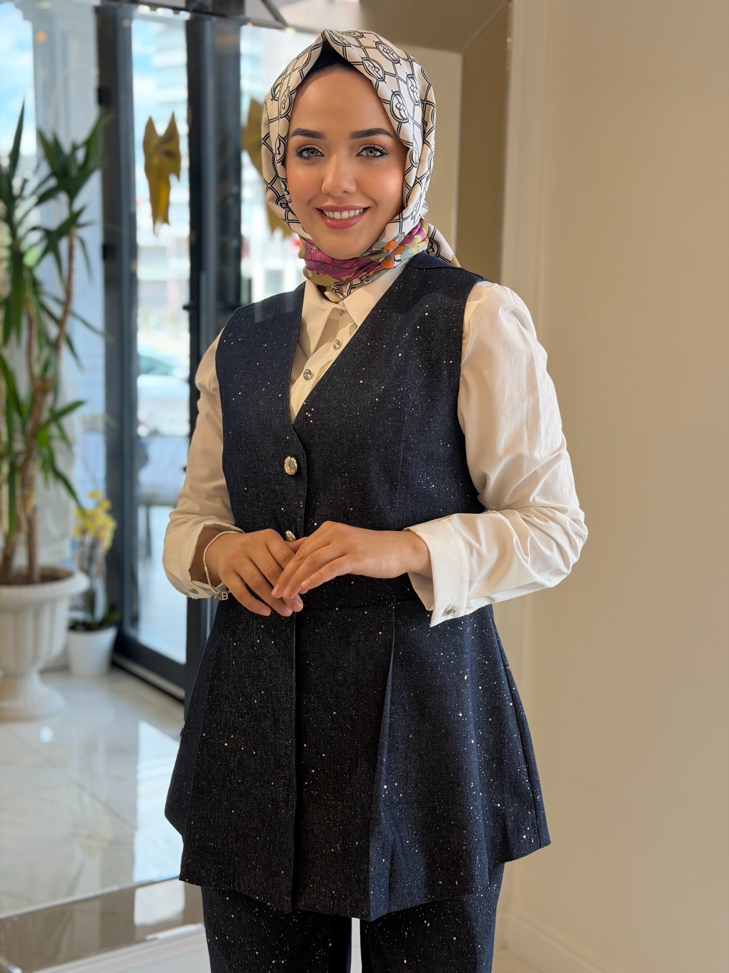 TIĞ TRİKO 5129 GLITTER BASKILI TAKIM LACİVERT