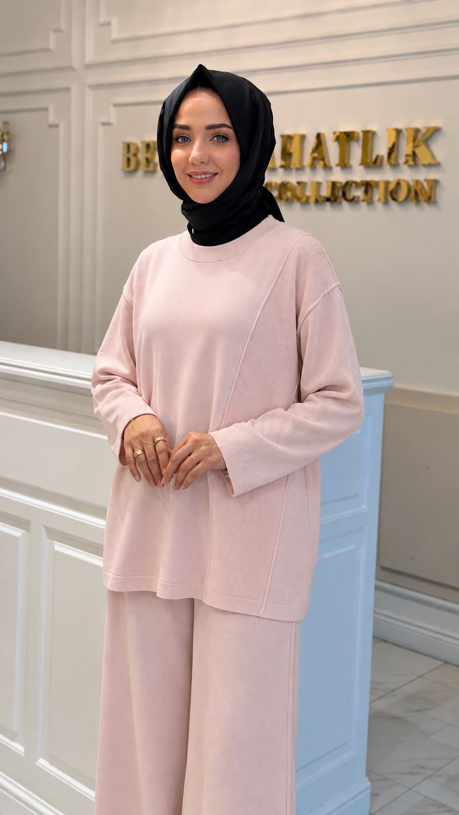 TIĞ TRİKO 2187 ÖRGÜ DETAYLI RAYON TUNİK PUDRA