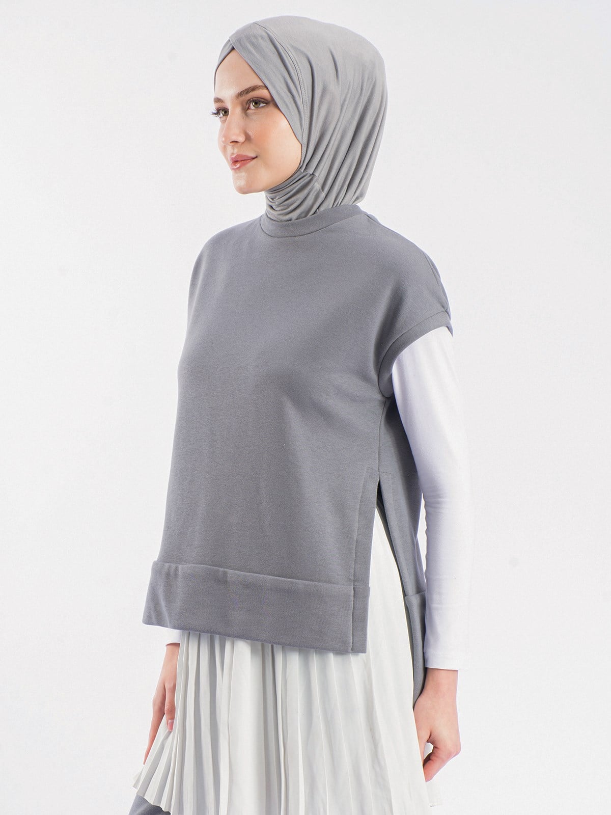  Baggy Sıfır Kol Kadın Sweatshirt&Baggy Kadın Eşofman İkili Takım
