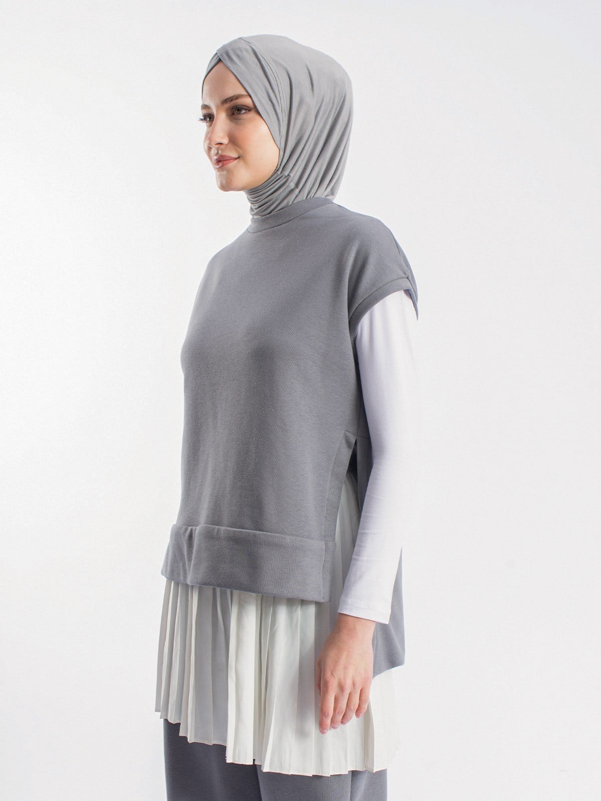  Baggy Sıfır Kol Kadın Sweatshirt&Baggy Kadın Eşofman İkili Takım