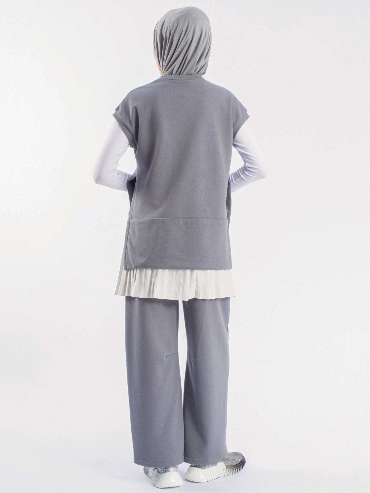  Baggy Sıfır Kol Kadın Sweatshirt&Baggy Kadın Eşofman İkili Takım