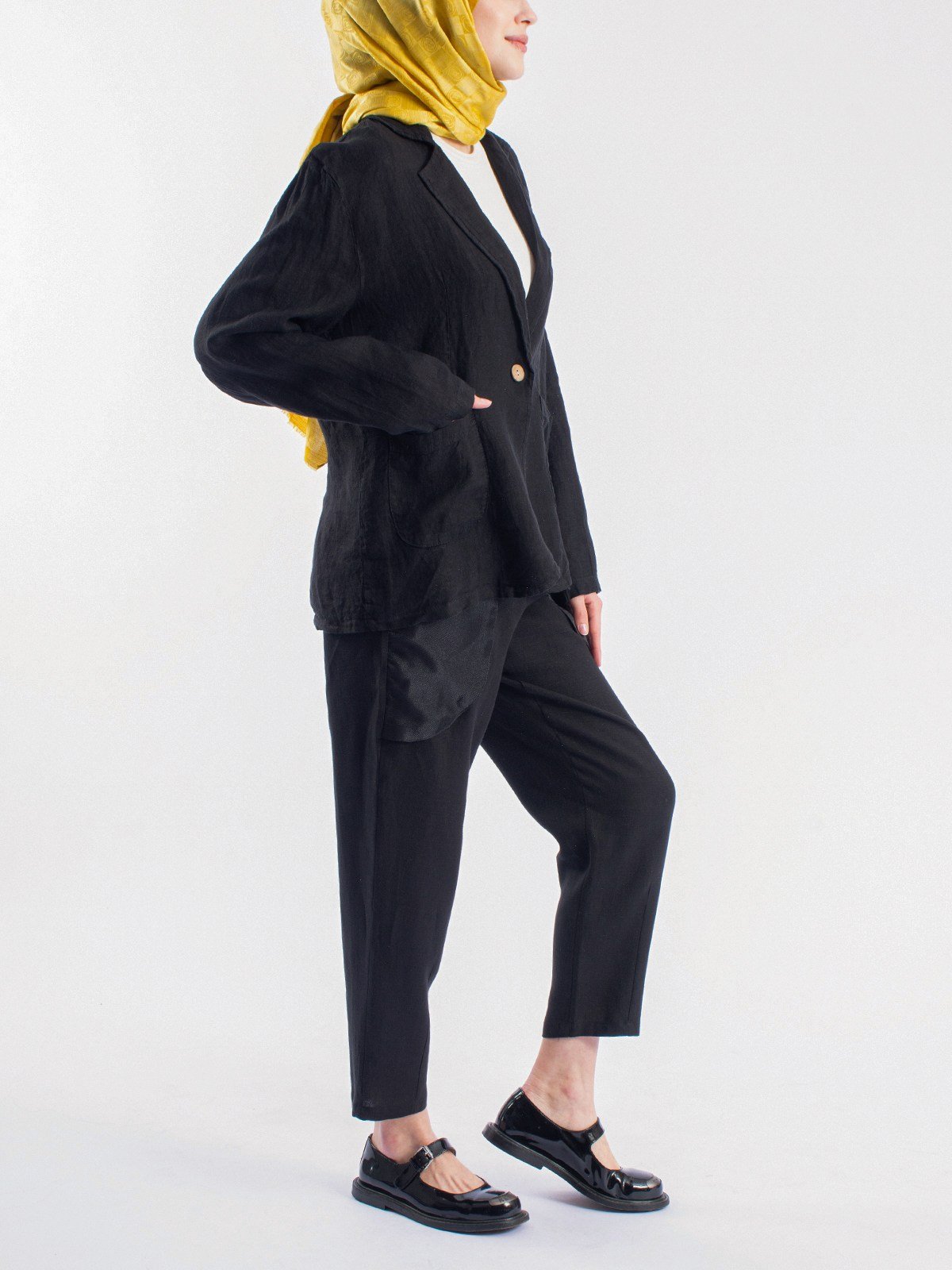 Cepleri organze kumaş detaylı şalvar model pantolon