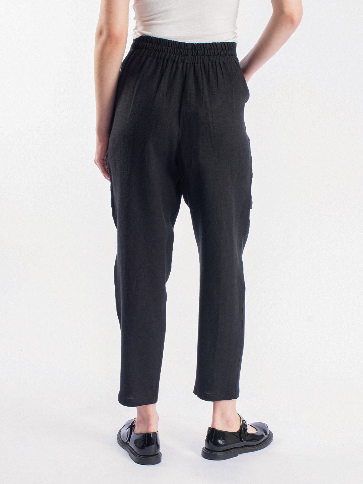 Cepleri organze kumaş detaylı şalvar model pantolon