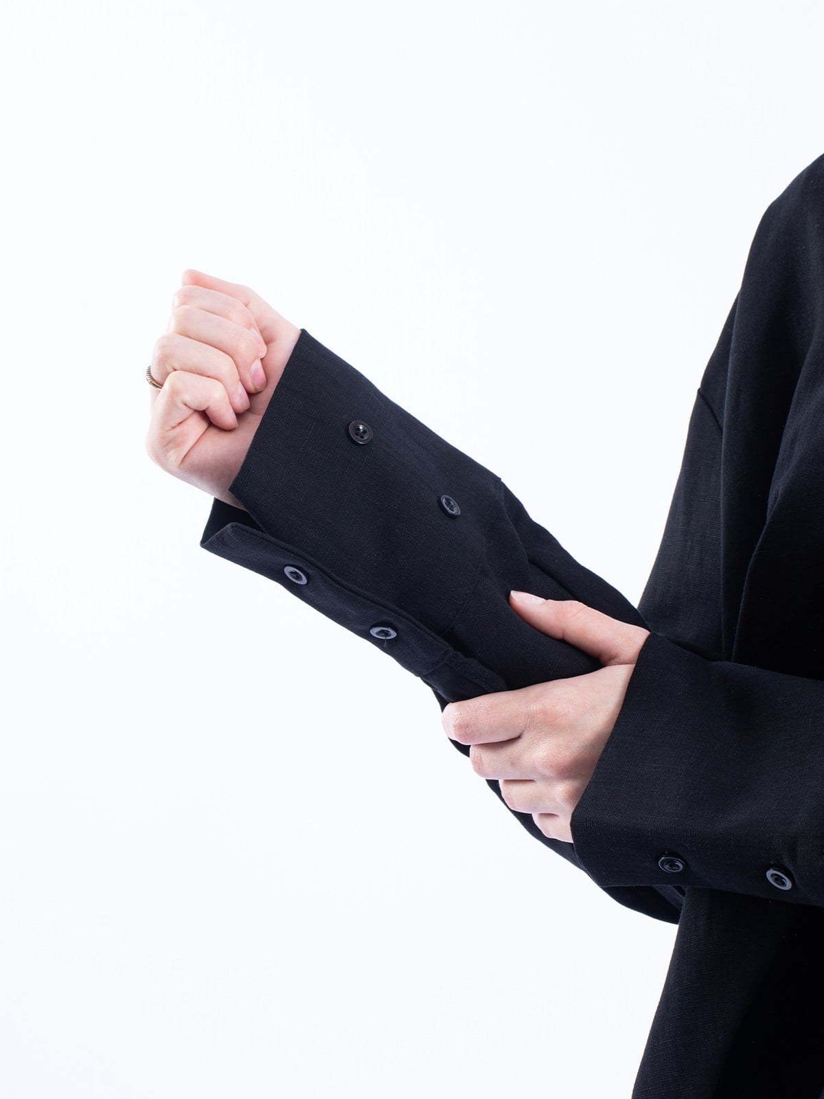 Keten Çıkarılabilir Kapüşonlu Düğmeli Oversize Kadın Gömlek