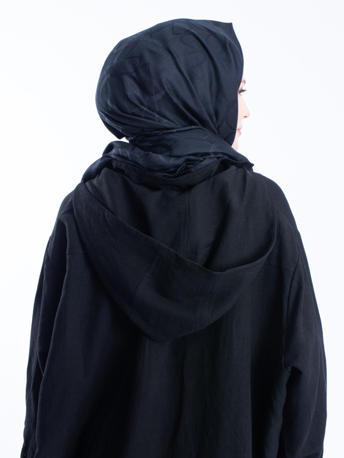 Keten Çıkarılabilir Kapüşonlu Düğmeli Oversize Kadın Gömlek