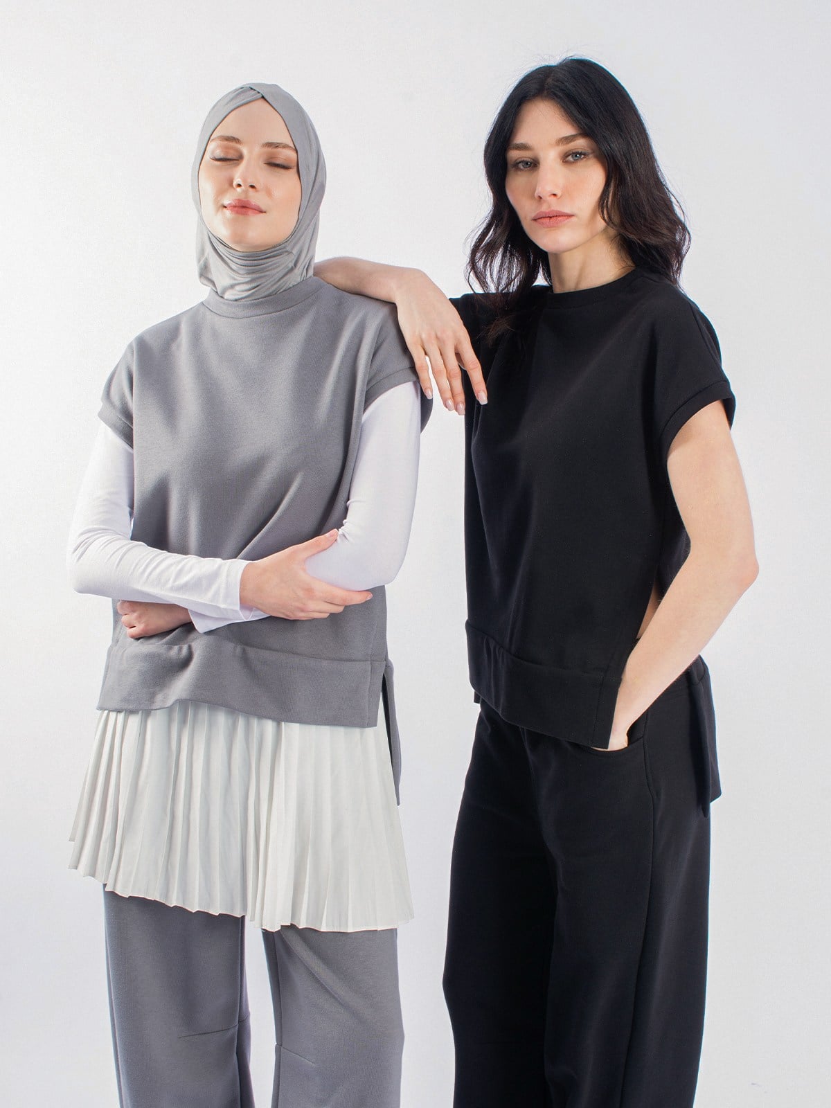 Modern Baggy Sıfır Kol Kadın Sweatshirt