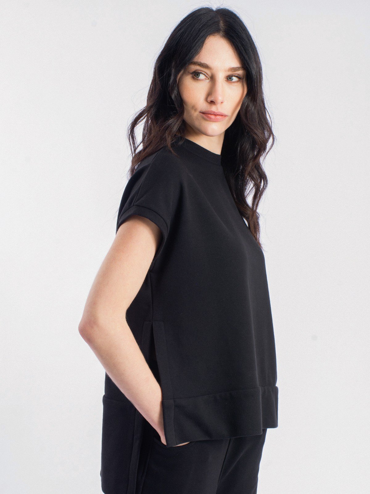 Modern Baggy Sıfır Kol Kadın Sweatshirt