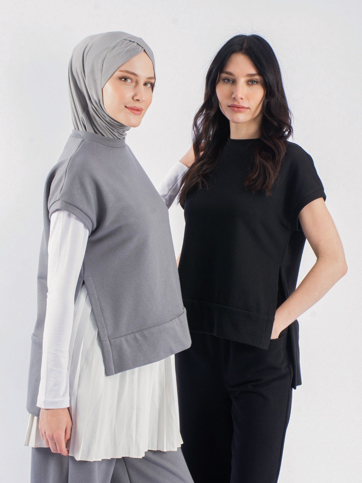 Modern Baggy Sıfır Kol Kadın Sweatshirt