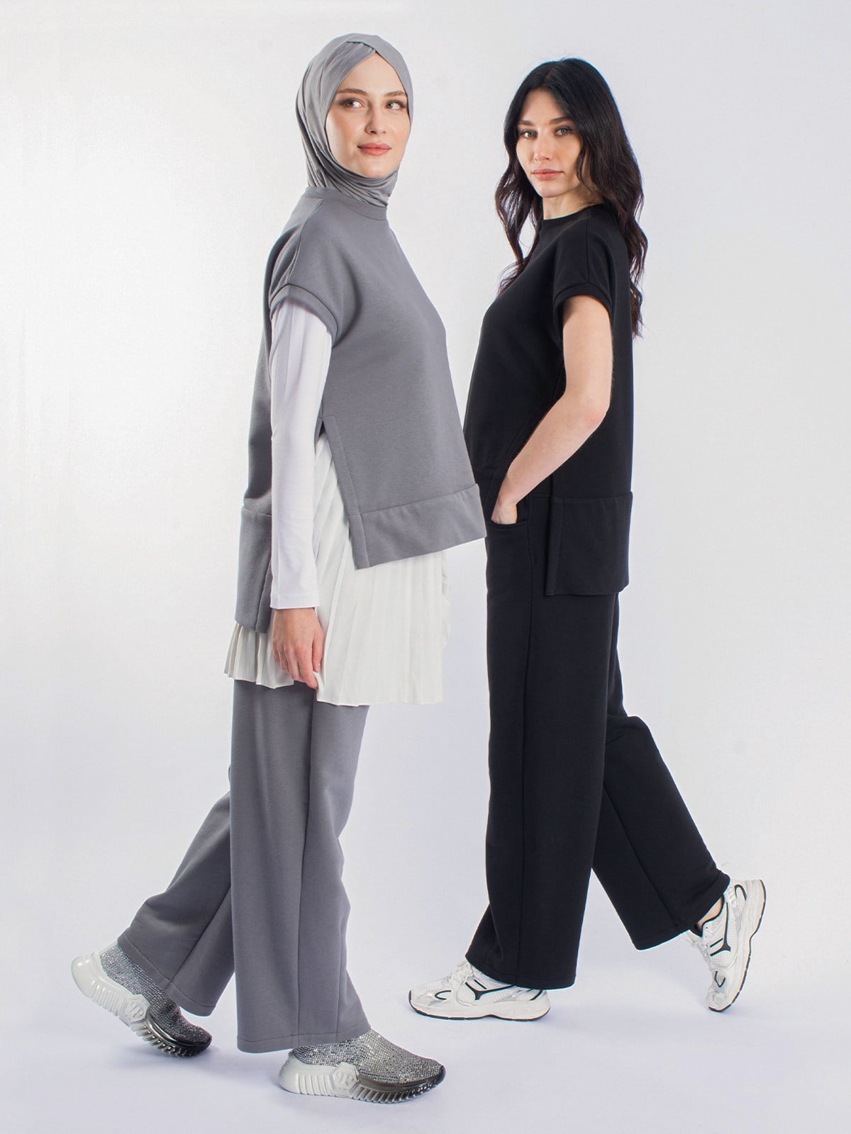 Modern Baggy Sıfır Kol Kadın Sweatshirt