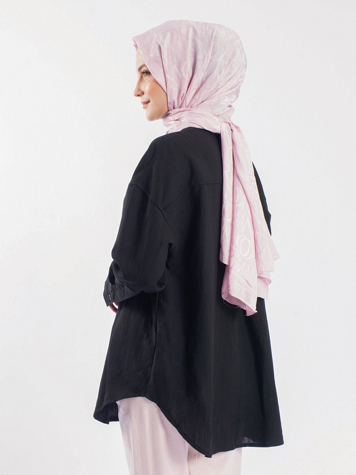 Oversize Kesim Uzun Keten Kadın Gömlek