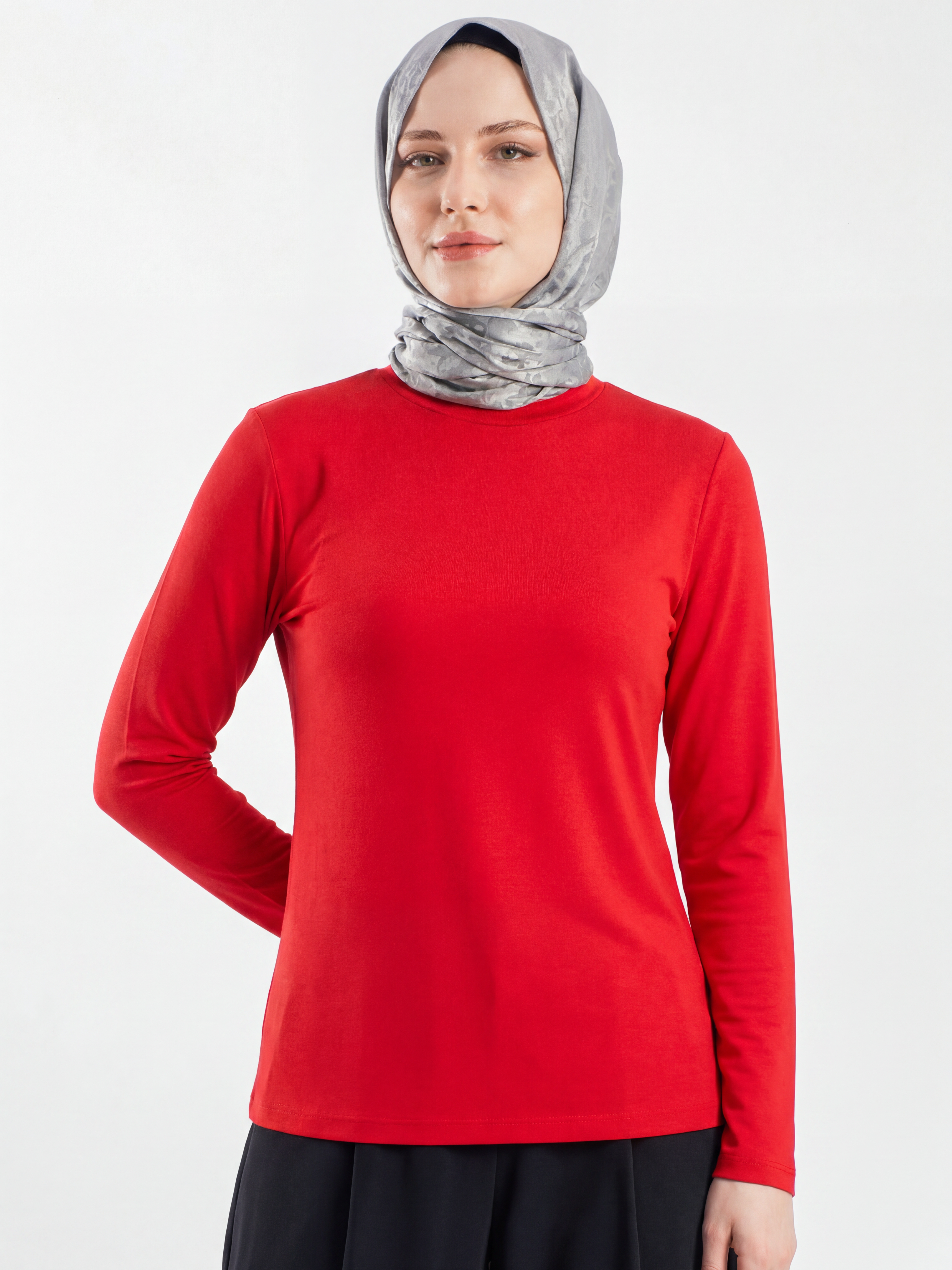 Uzun Kollu Basic Pamuk Penye Kadın Body
