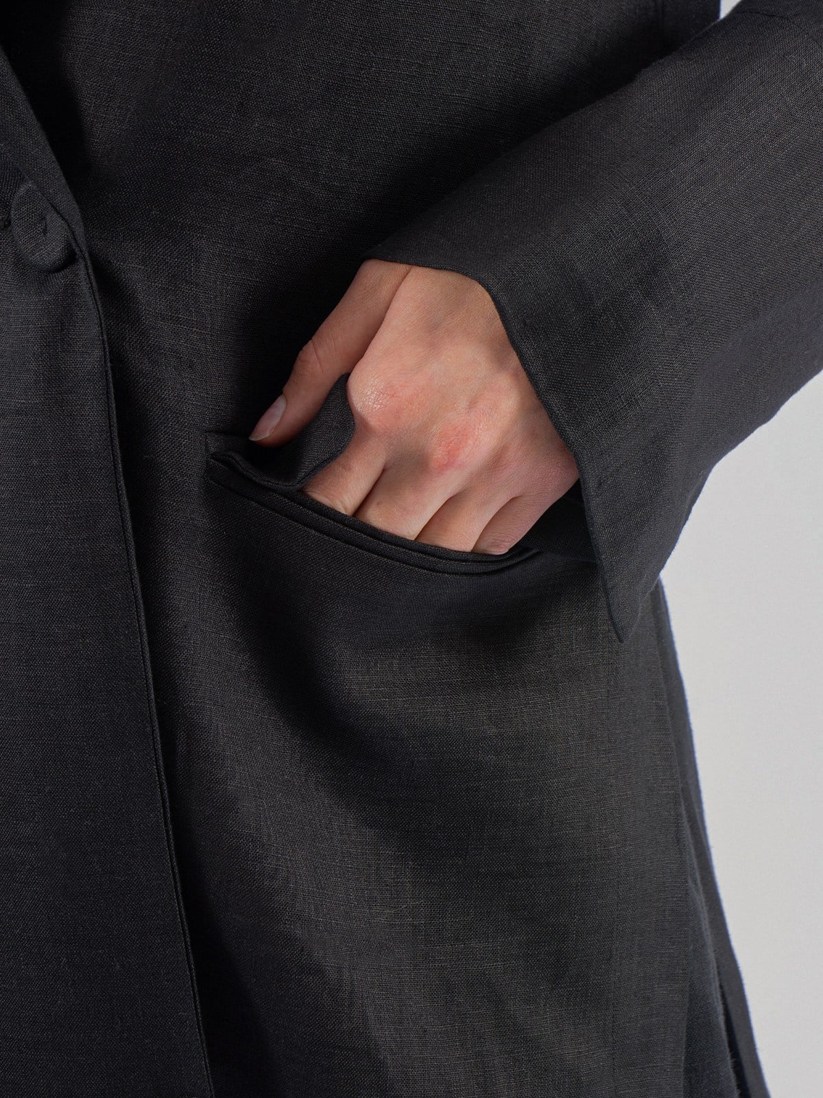 Yanları Yırtmaçlı Keten Oversize Ceket