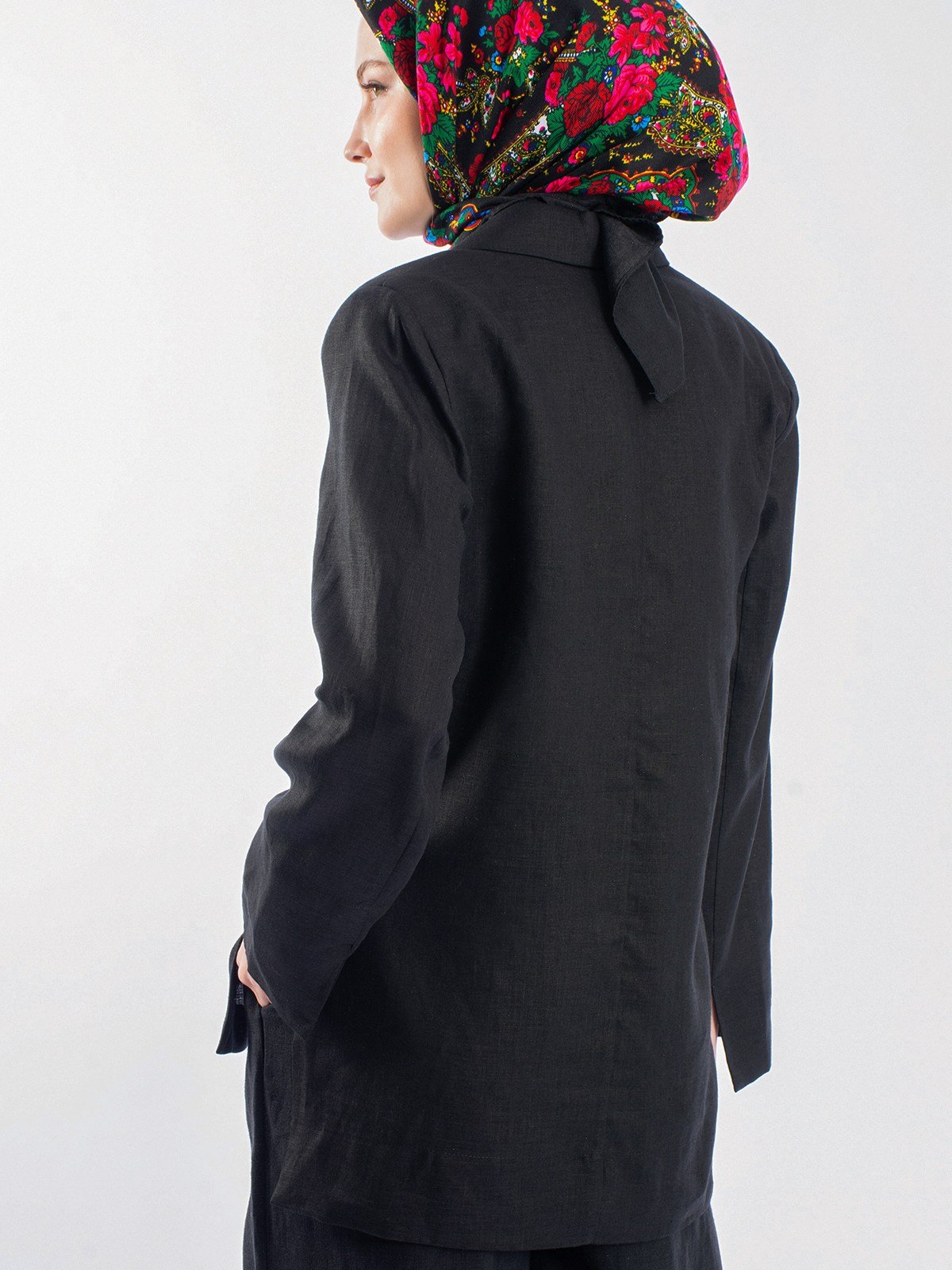 Yanları Yırtmaçlı Keten Oversize Ceket
