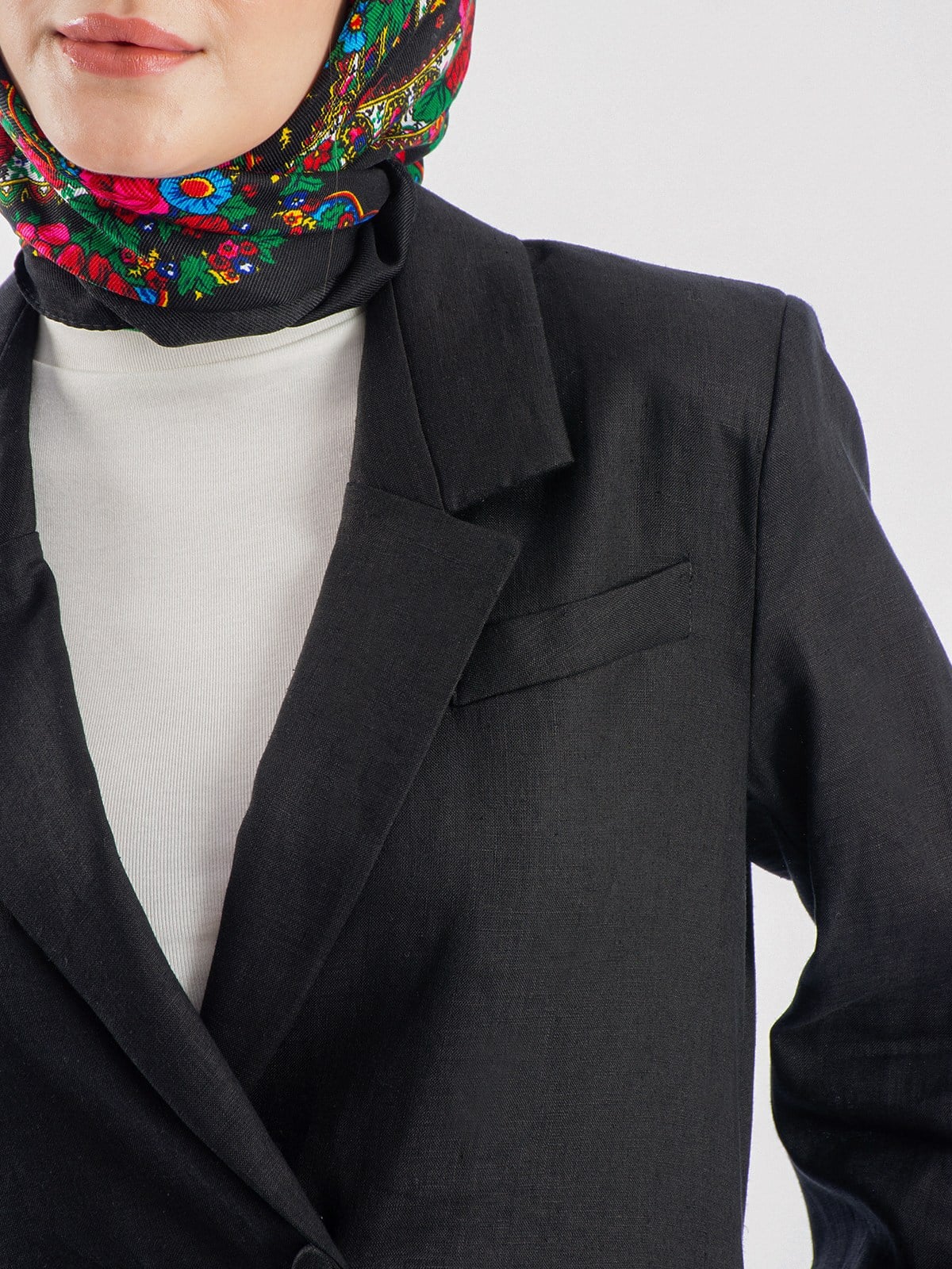 Yanları Yırtmaçlı Keten Oversize Ceket