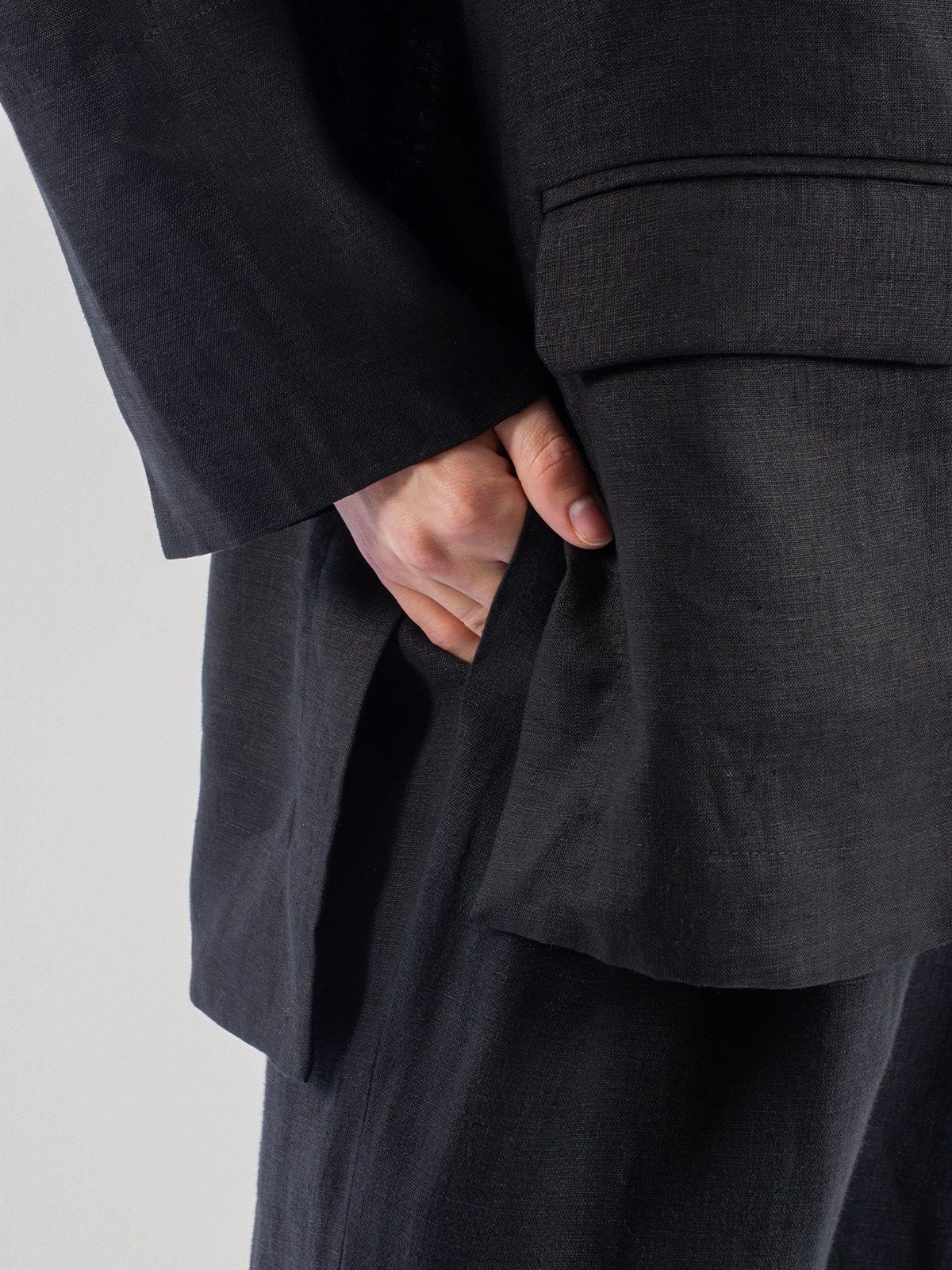 Yanları Yırtmaçlı Keten Oversize Ceket