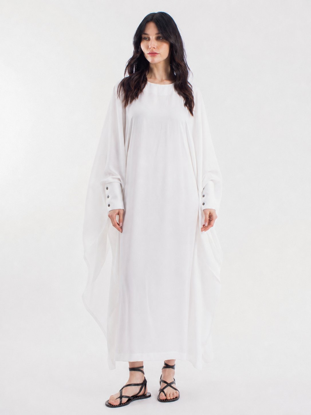 Yarasa Kol Oversize Uzun Kadın Kimono Elbise