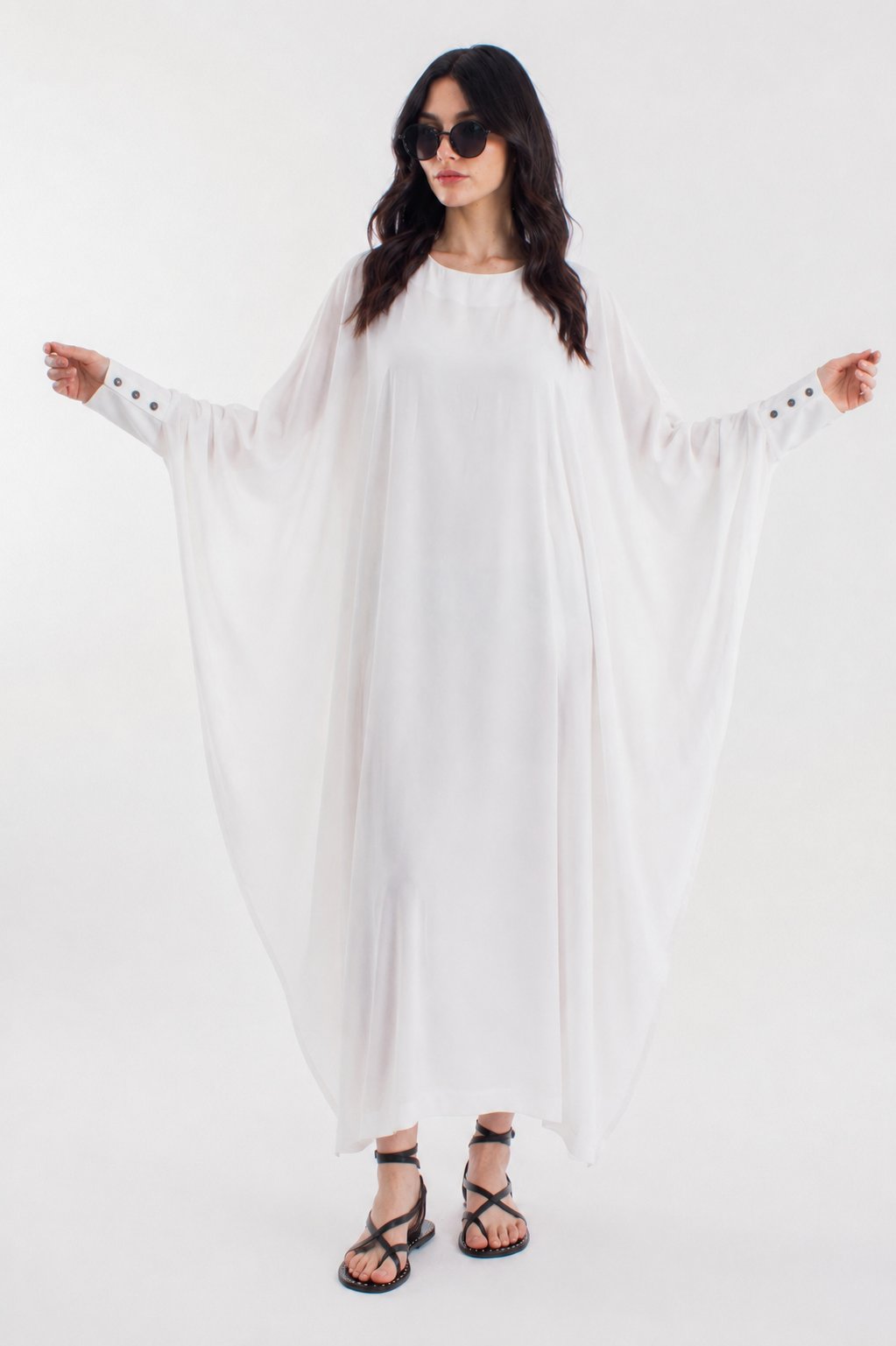 Yarasa Kol Oversize Uzun Kadın Kimono Elbise