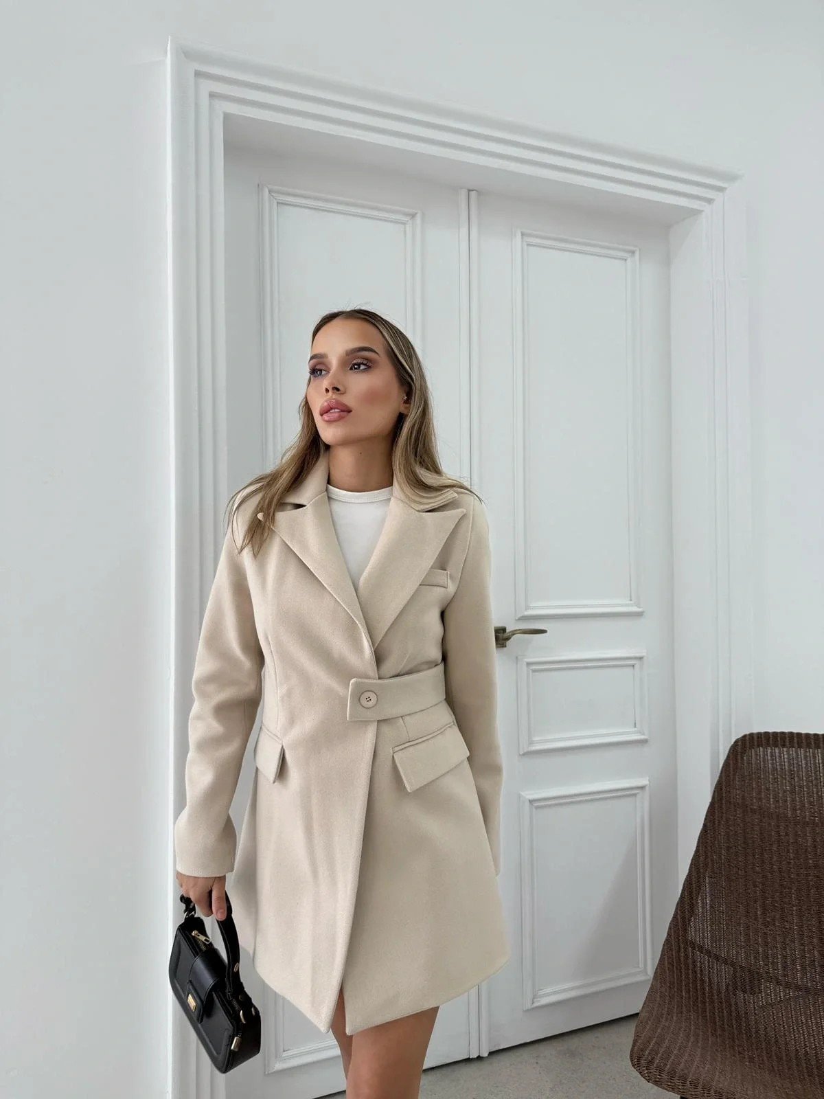 BEL KEMER DETAY İÇ ASTARLI KAŞE KABAN KREM