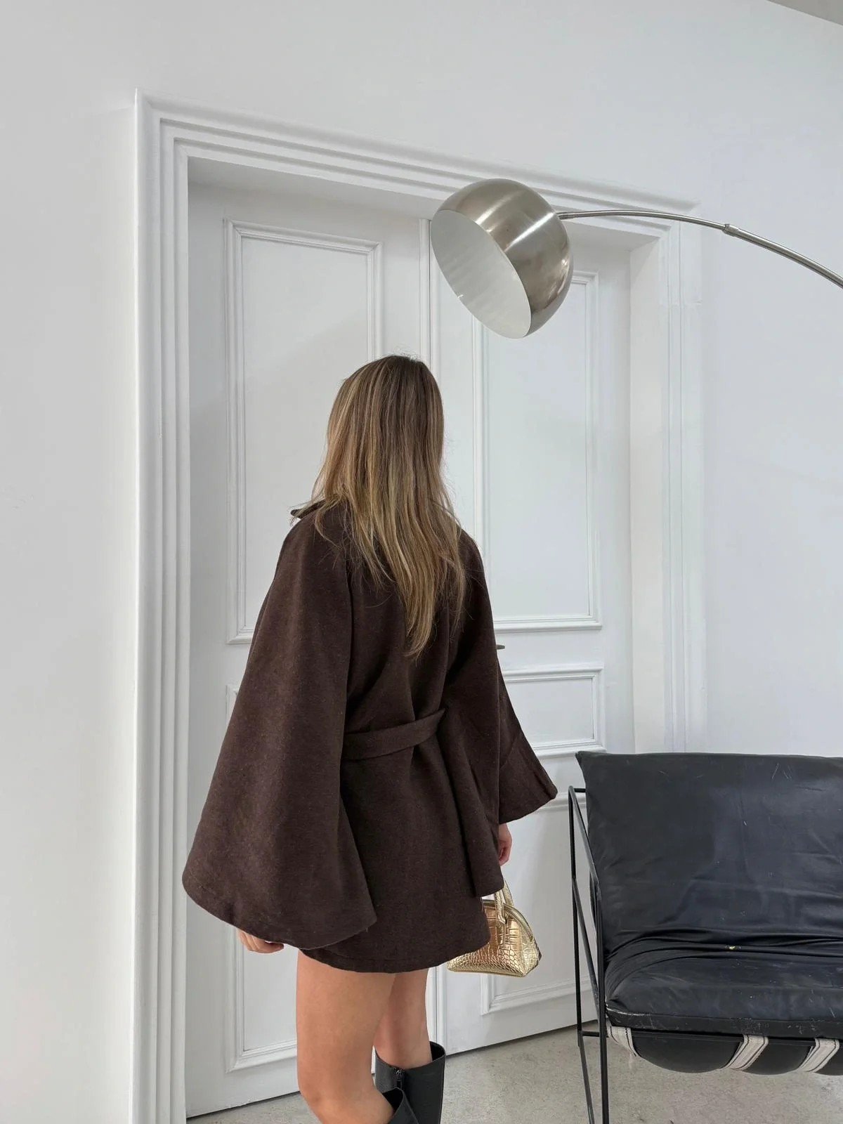 BEL KUŞAKLI KAŞE PANÇO KAHVE