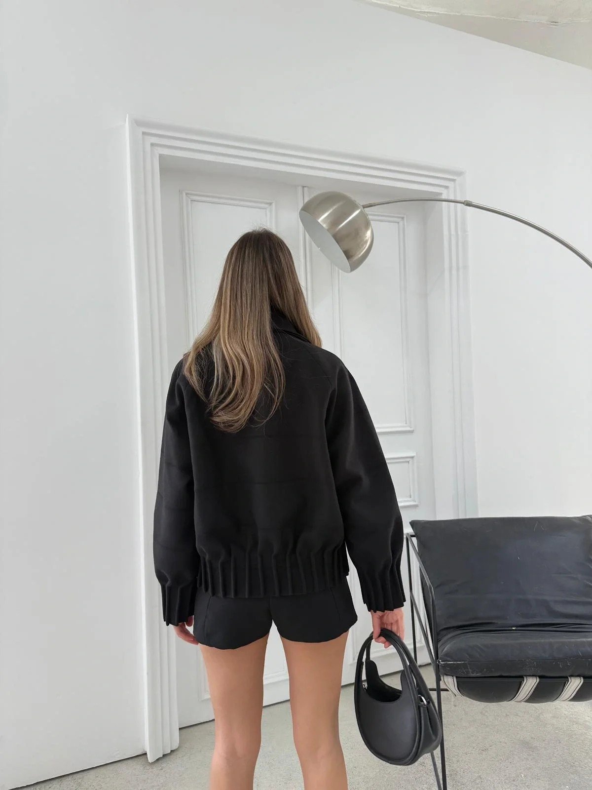 BEL VE KOL DİKİŞ DETAY İÇ ASTARLI KAŞE KABAN SİYAH 2067