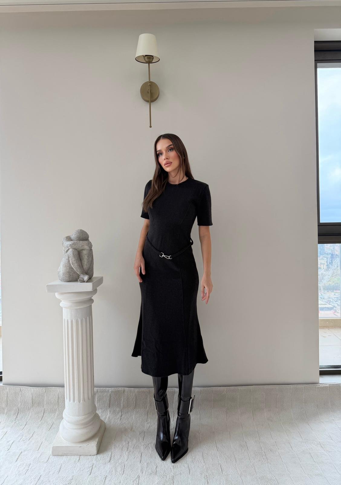 Çan Etek Detay Selanik Elbise Siyah 2029