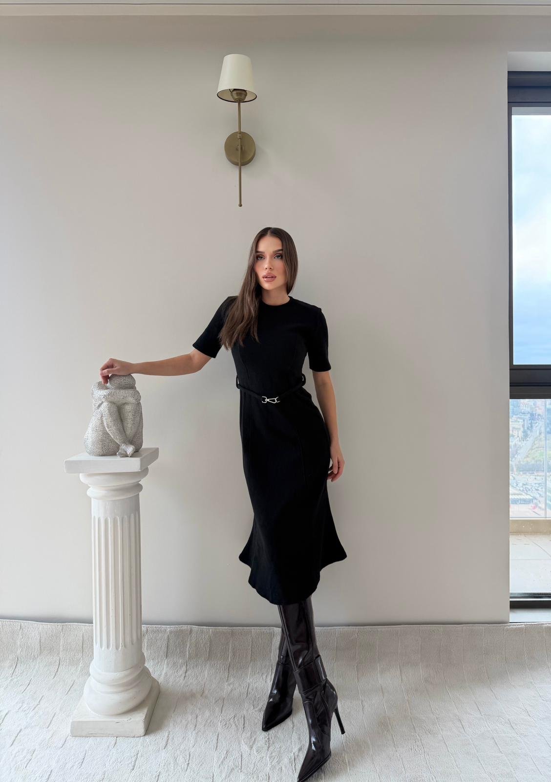 Çan Etek Detay Selanik Elbise Siyah 2029