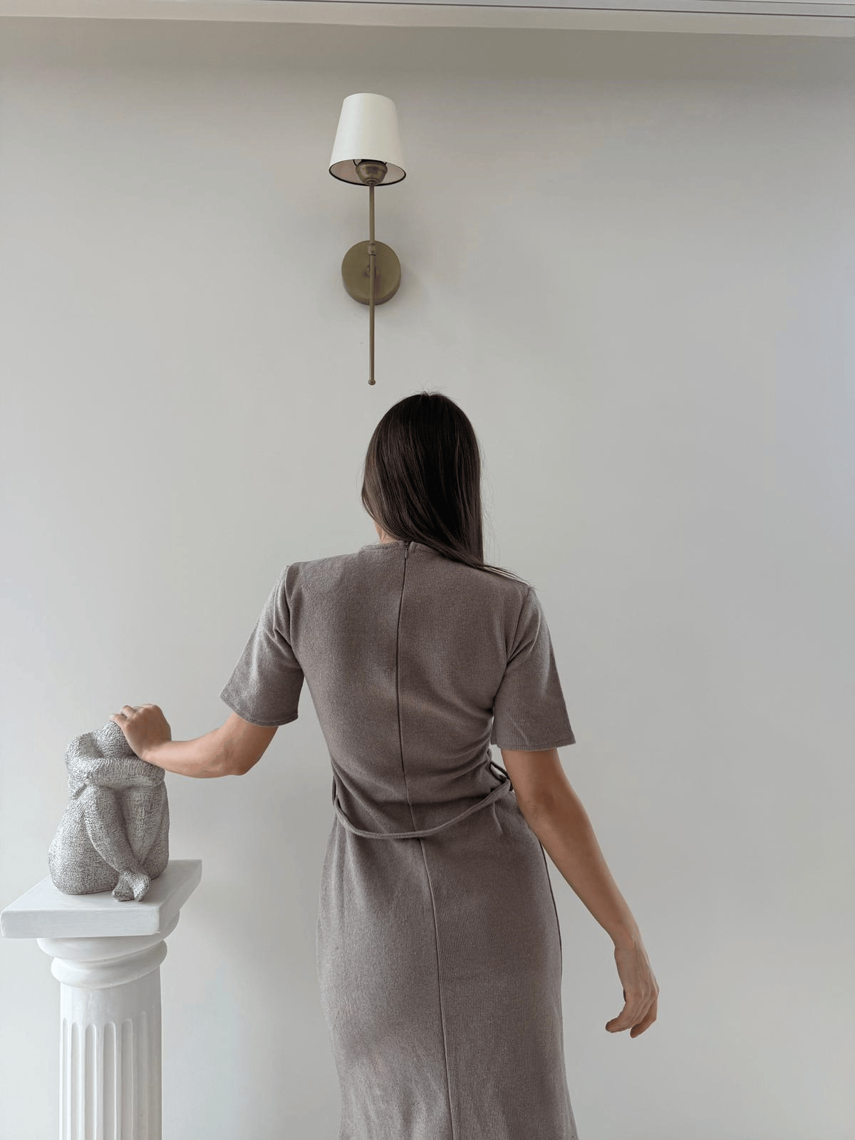 Çan Etek Detay Selanik Elbise Vizon 2029