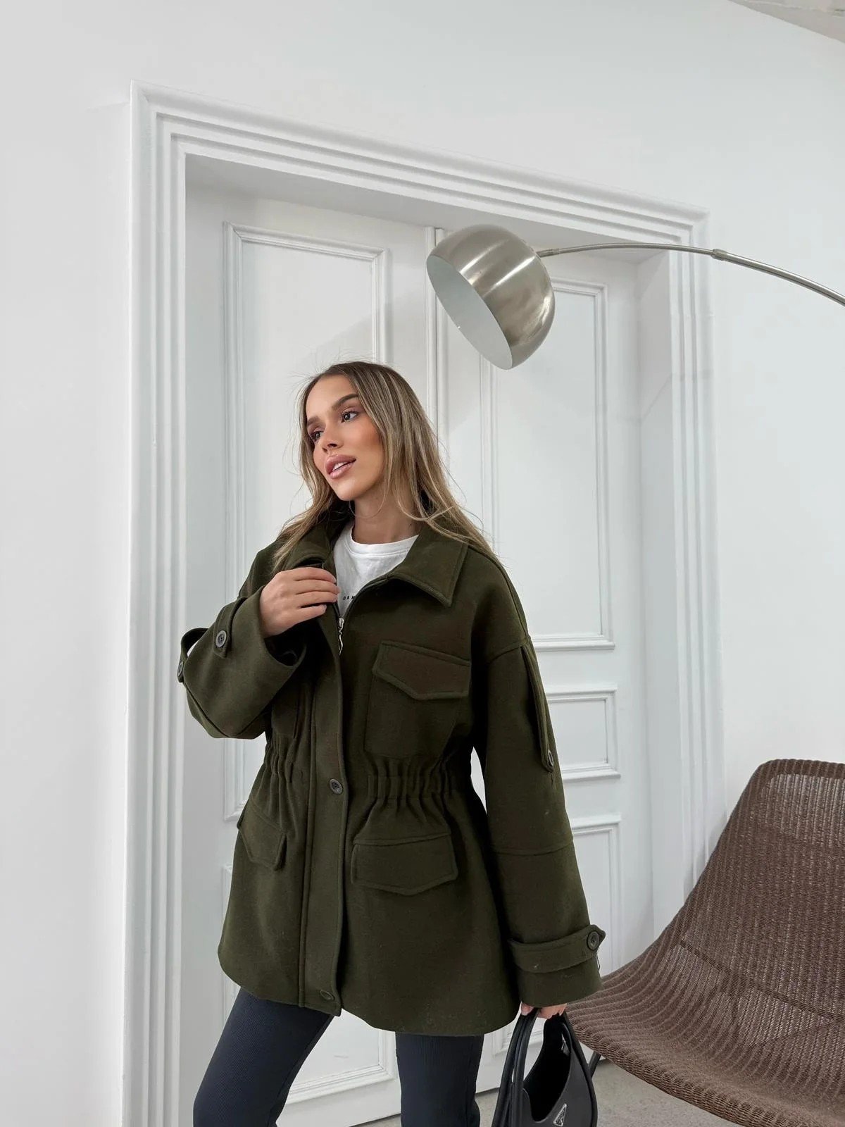 CEPLİ OMUZ APOLET DETAY İÇ ASTARLI KAŞE KABAN HAKİ