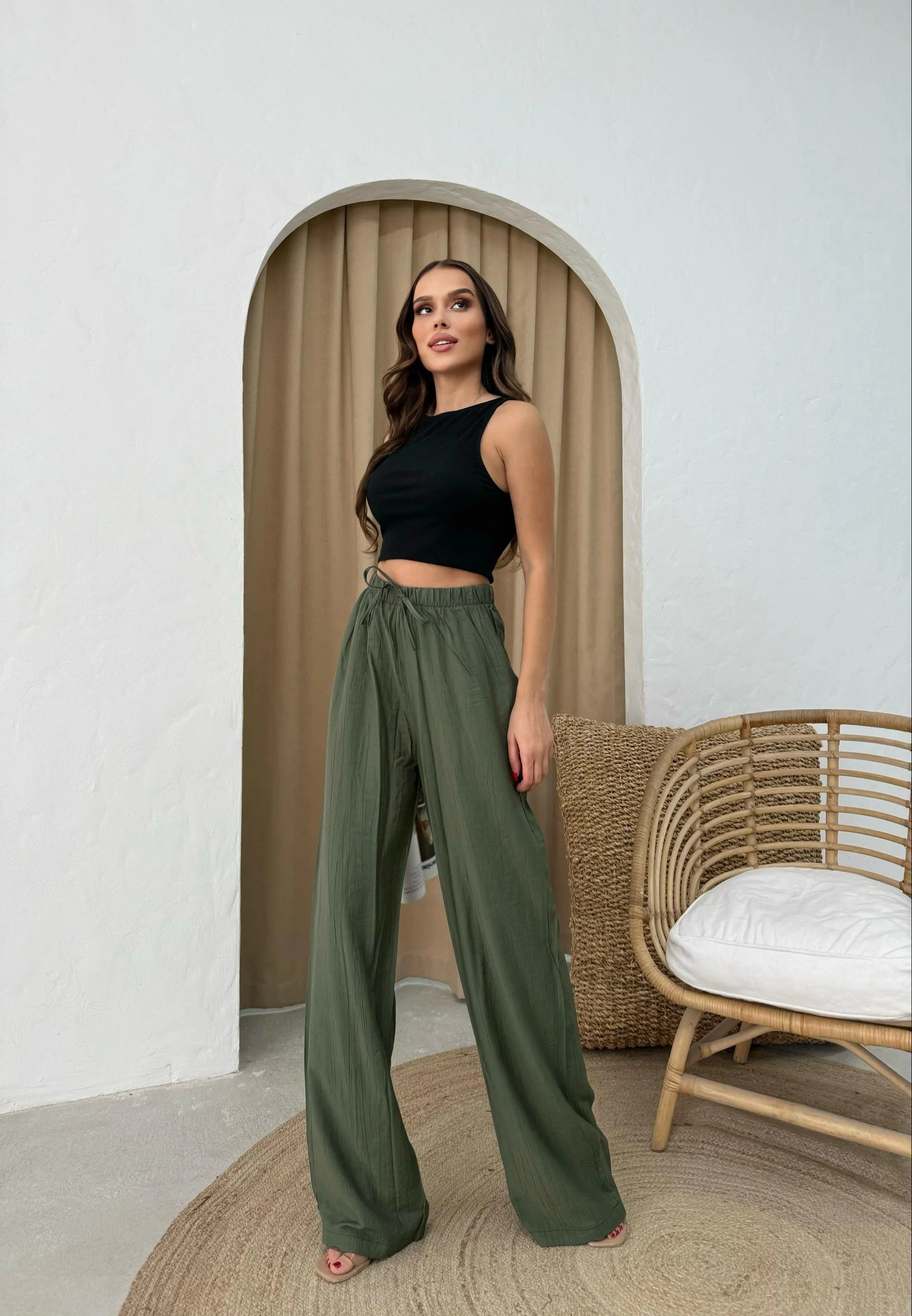 ÇİLEK PALAZZO PANTOLON HAKİ