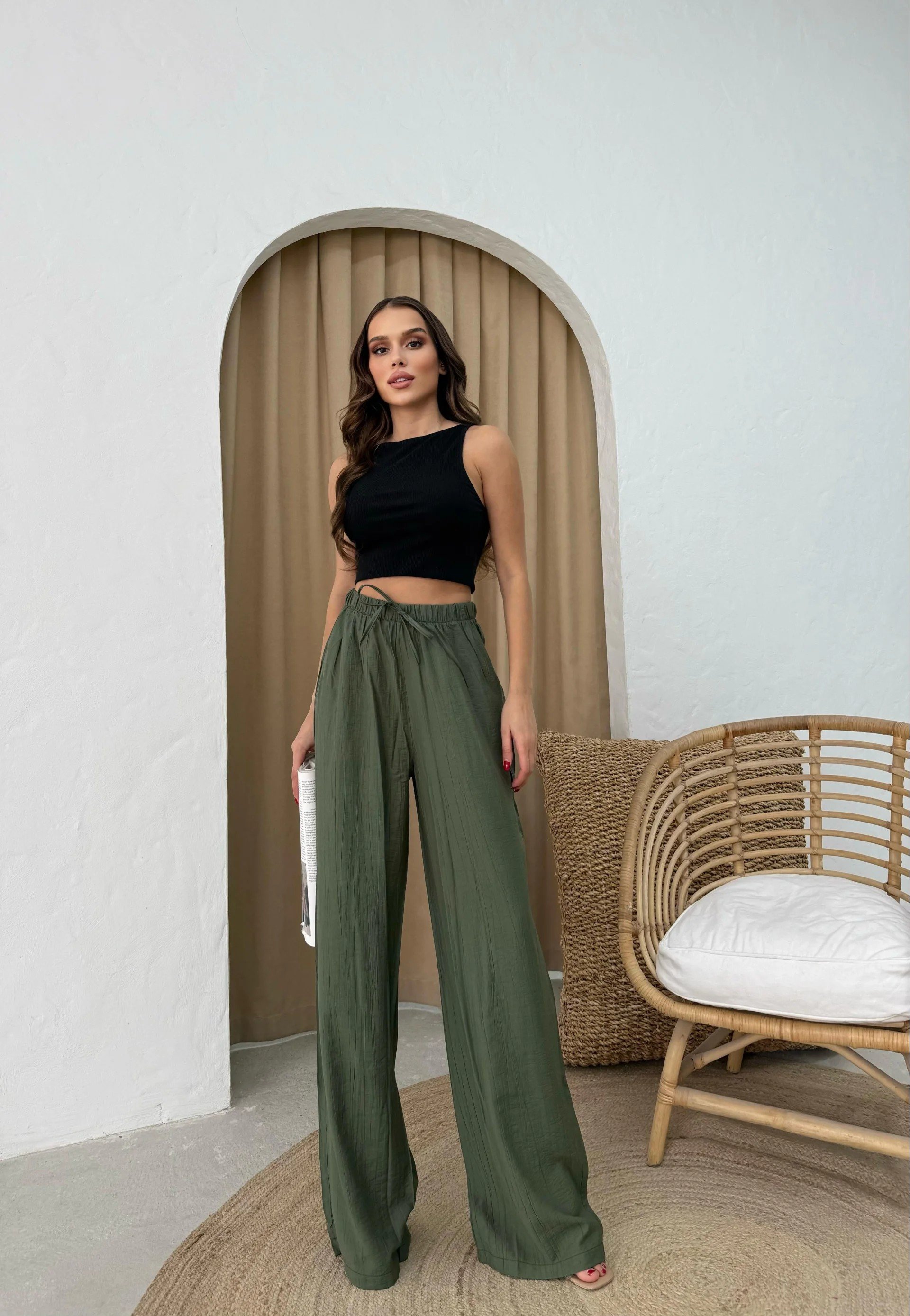 ÇİLEK PALAZZO PANTOLON HAKİ