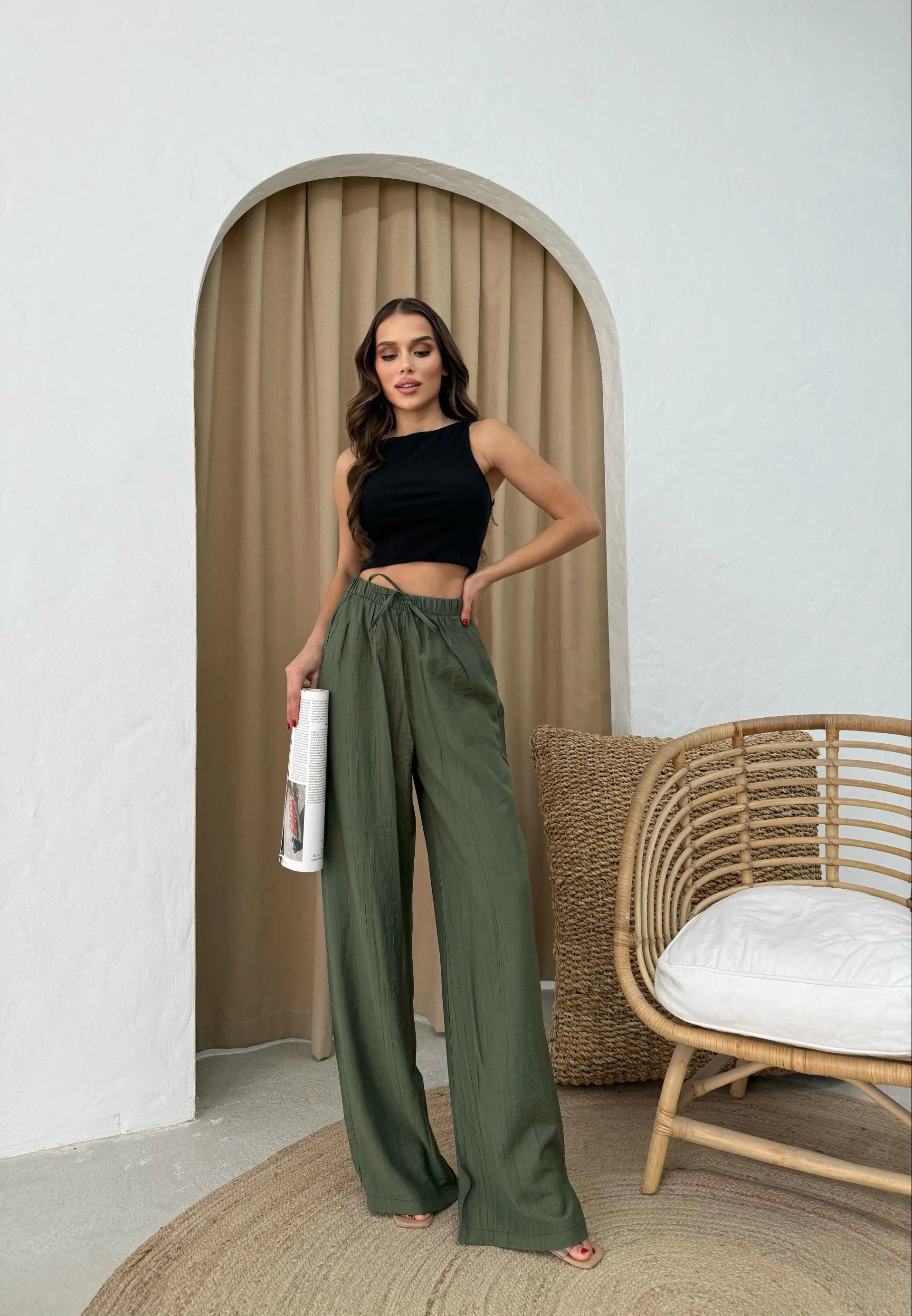 ÇİLEK PALAZZO PANTOLON HAKİ